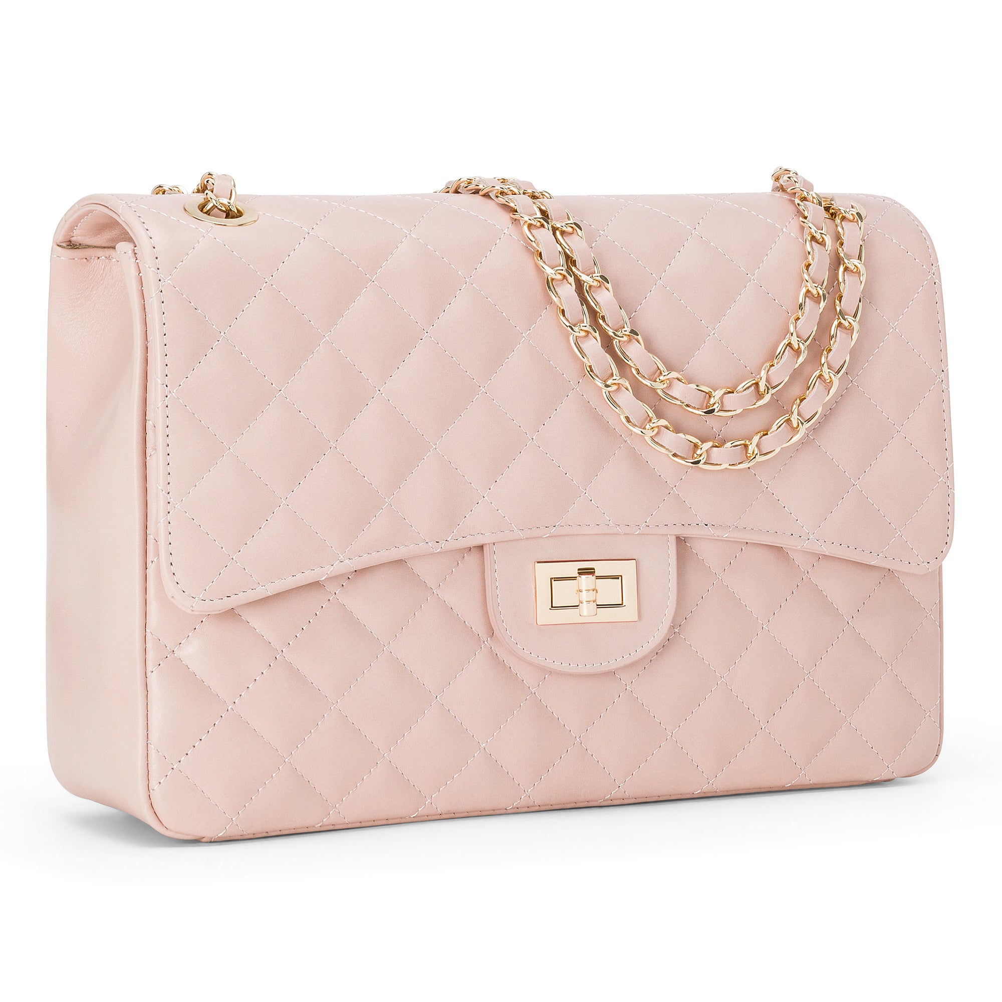 Borsa Donna a Spalla e Tracolla, In Vera Pelle Trapuntata, Made in Italy, Modello Vivienne