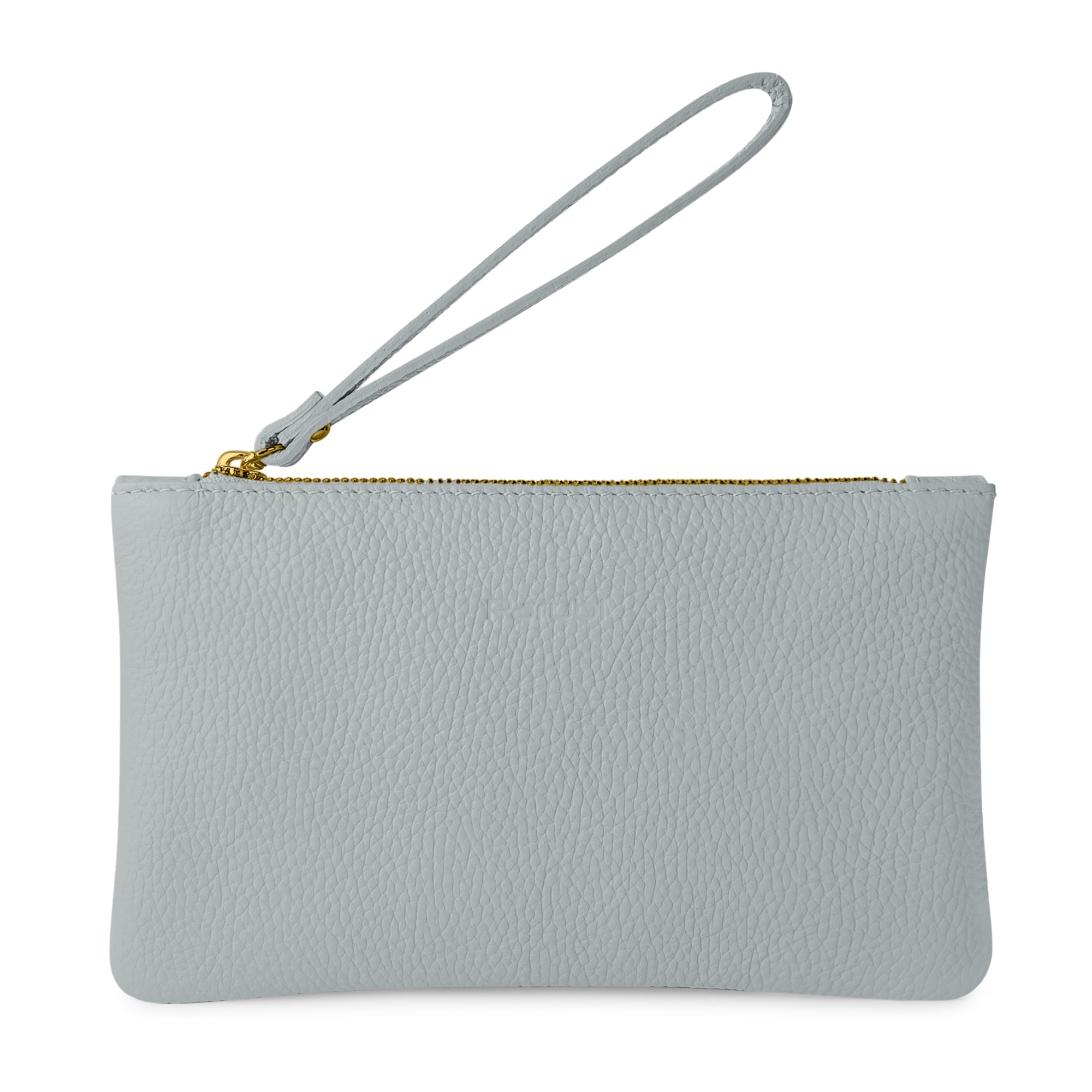 Pochette Donna a Mano, In Vera Pelle, Made in Italy, Modello Aura Celeste
