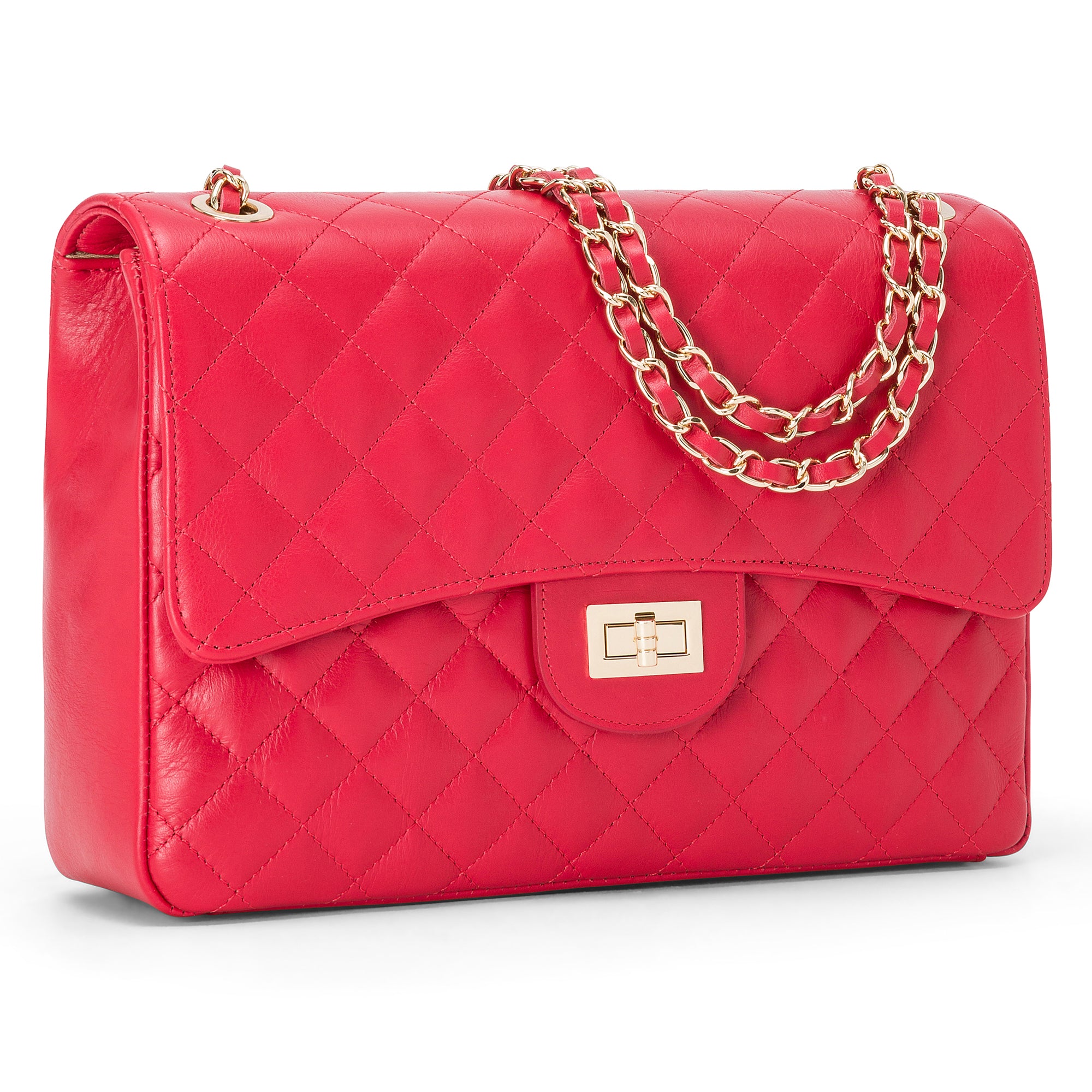Borsa Donna a Spalla e Tracolla, In Vera Pelle Trapuntata, Made in Italy, Modello Vivienne