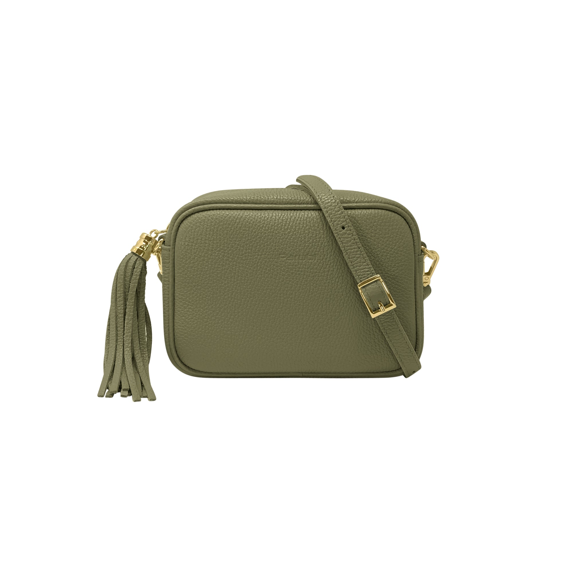 Borsa Donna a Tracolla Verde Militare, In Vera Pelle, Made in Italy, A