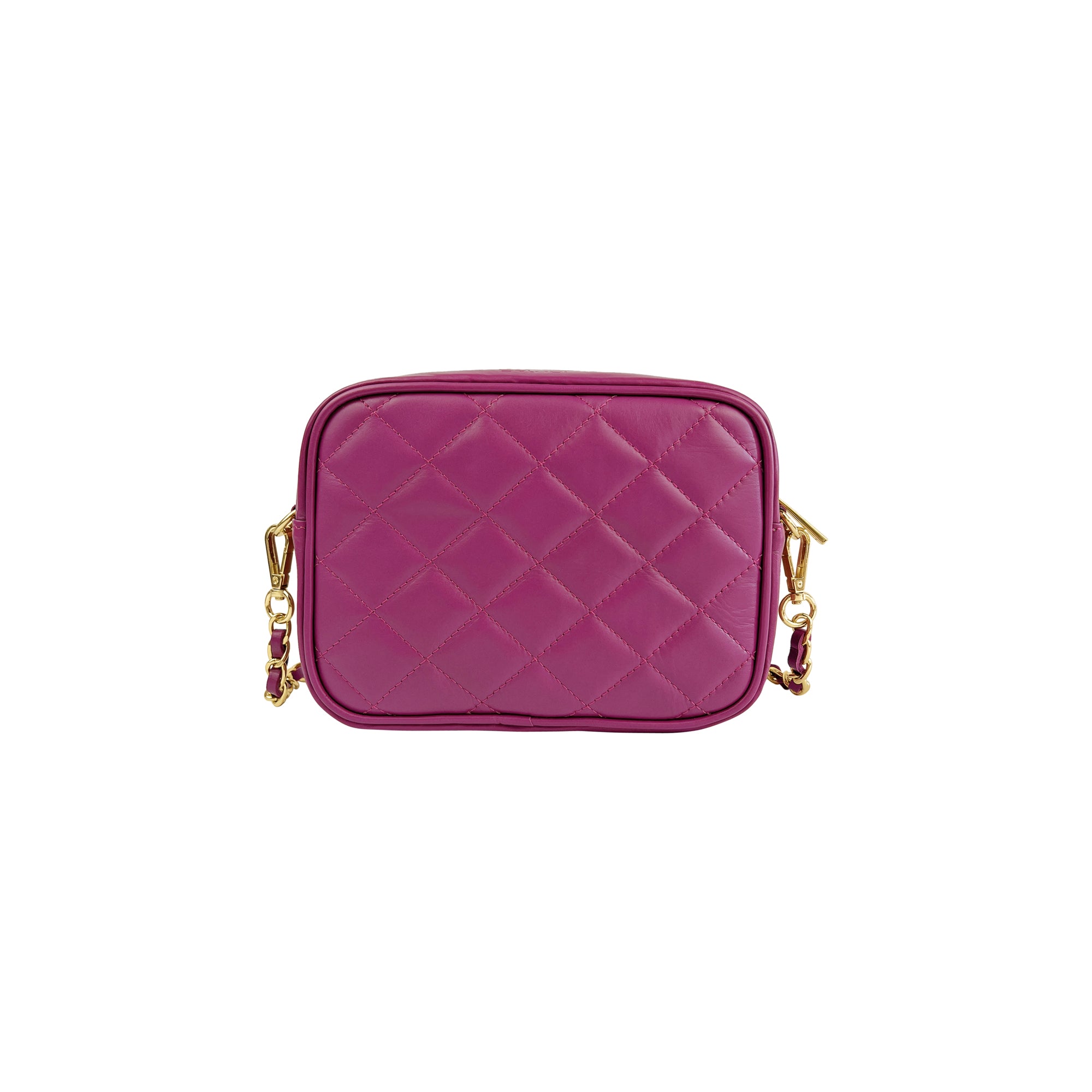 Borsa Donna a Tracolla Trapuntata Ciclamino Fuxia, In Vera Pelle, Made in Italy, Nora
