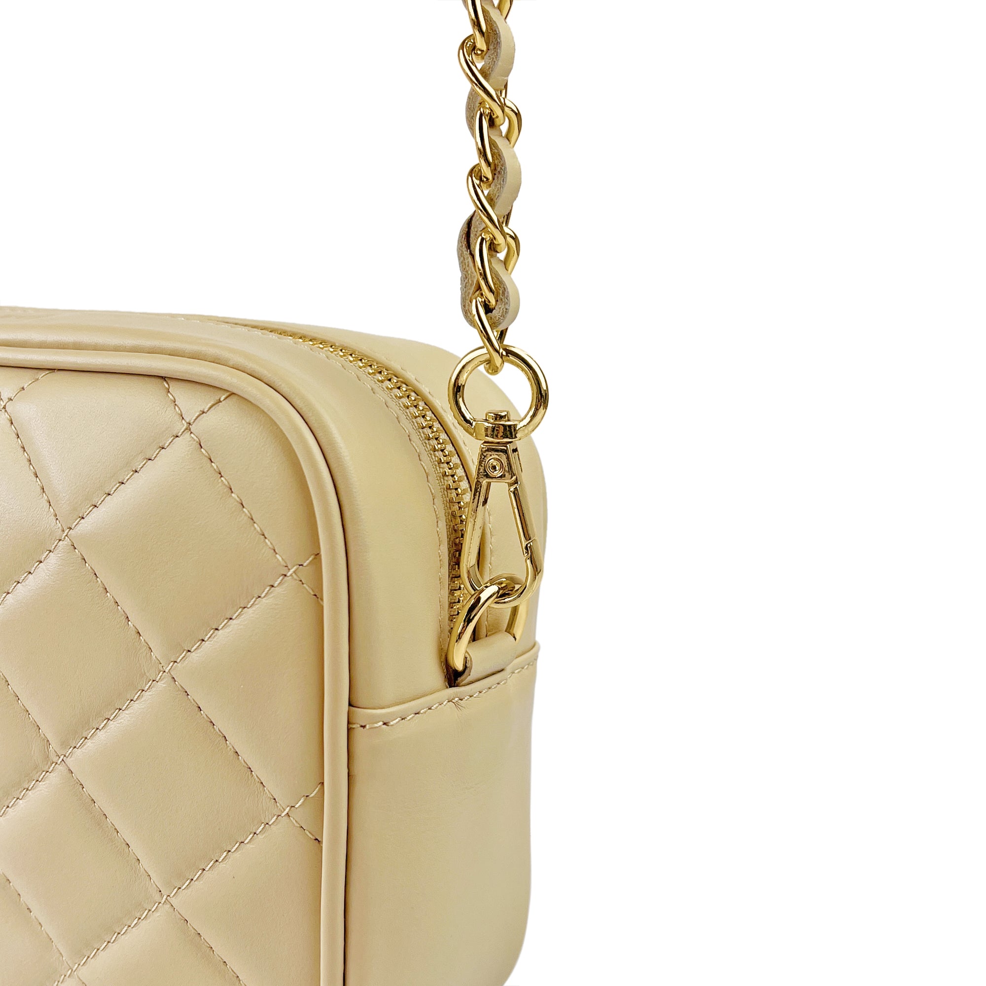 Borsa Donna a Tracolla, In Vera Pelle Trapuntata, Made in Italy, Modello Nora