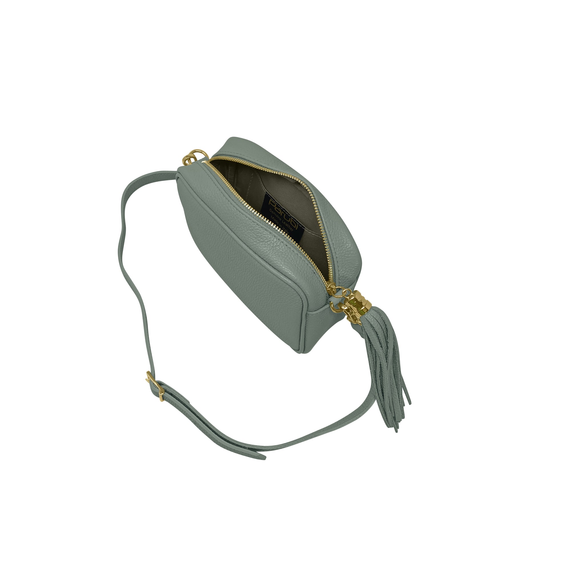 Borsa Donna a Tracolla Grigio Azzurro, In Vera Pelle, Made in Italy, Anastasia