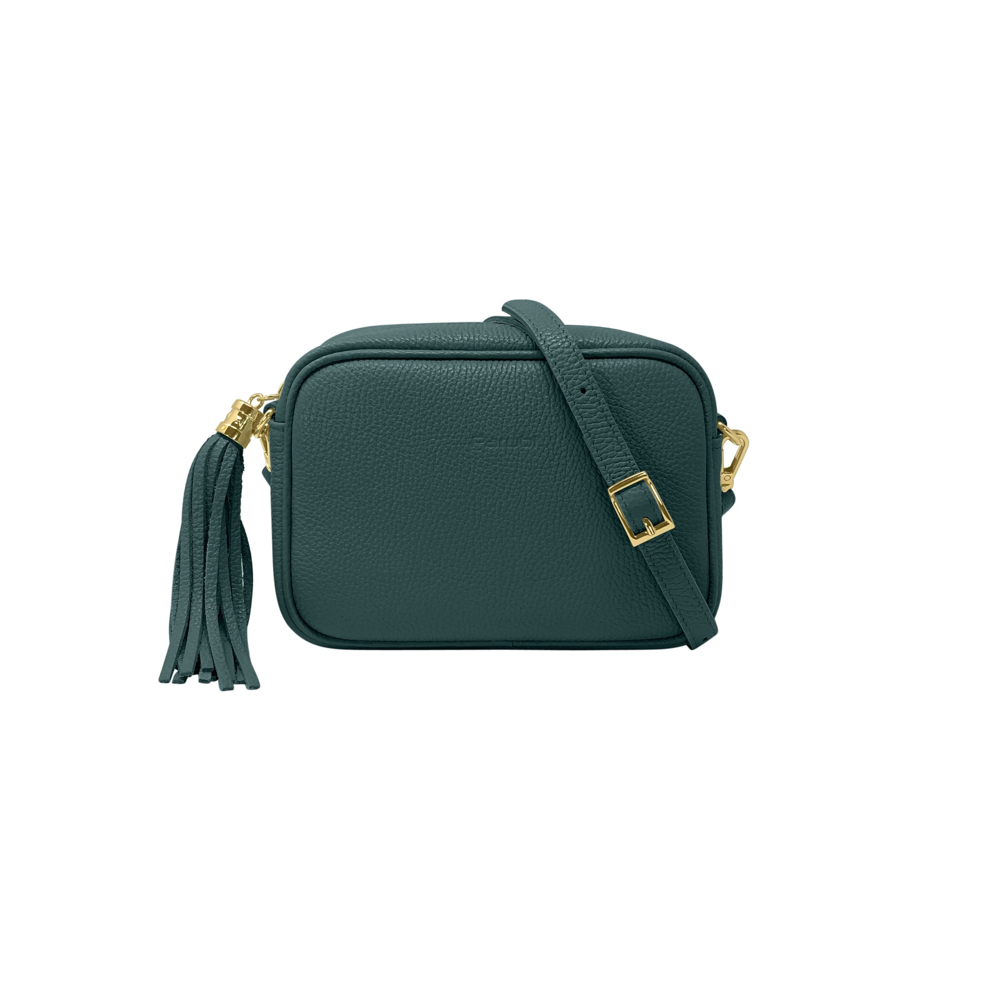 Borsa Donna a Tracolla Verde Petrolio, In Vera Pelle, Made in Italy, A