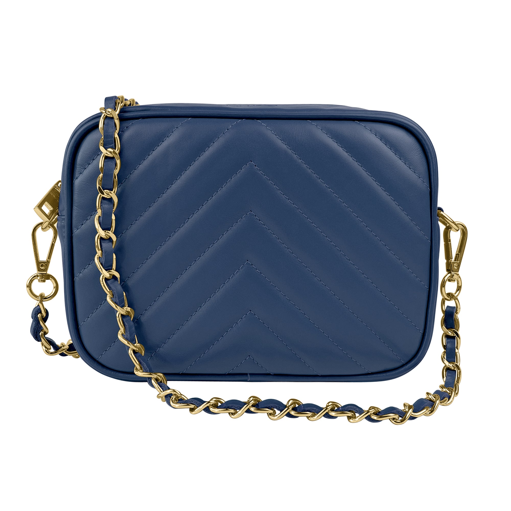 Borsa Donna a Tracolla, In Vera Pelle Trapuntata, Made in Italy, Modello Lola Blu Jeans