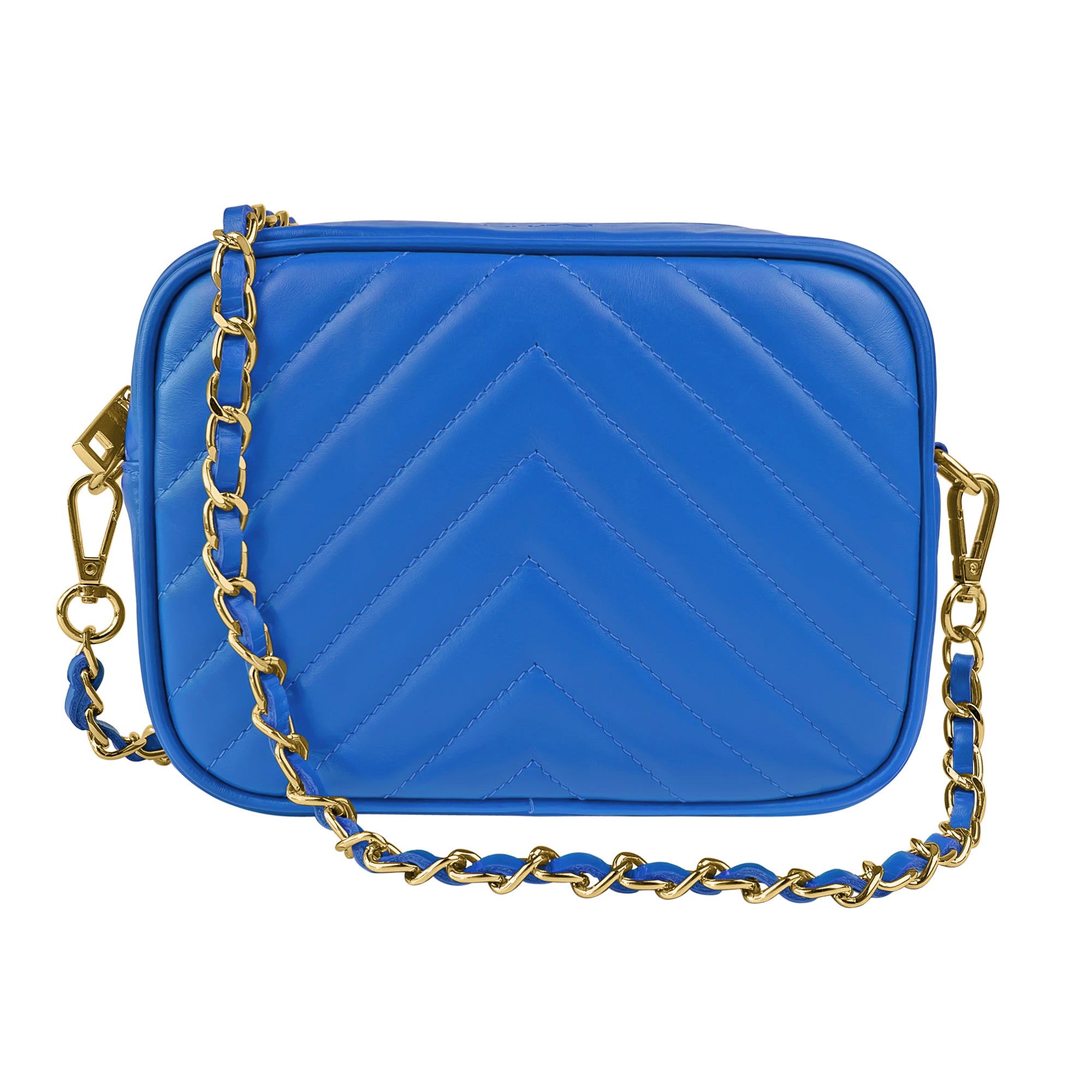 Borsa Donna a Tracolla, In Vera Pelle Trapuntata, Made in Italy, Modello Lola Bluette