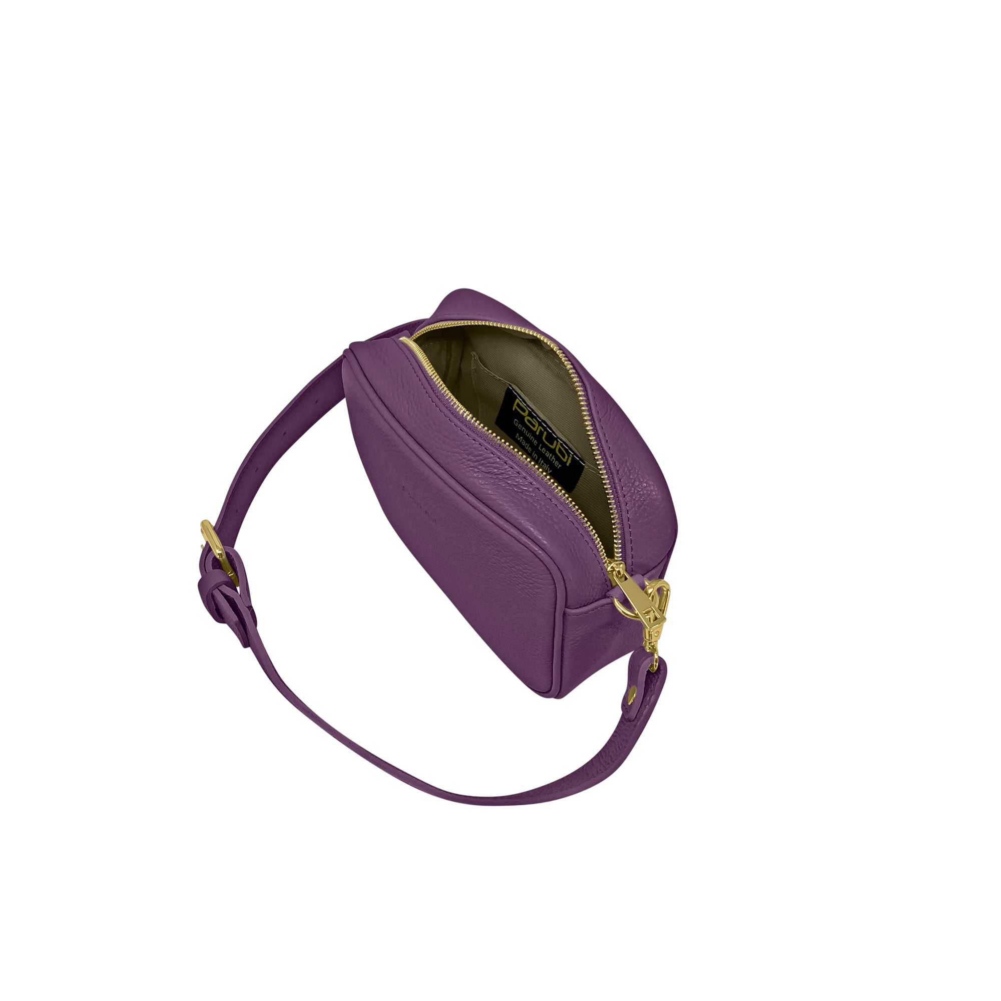 Borsa Donna a Tracolla Viola, In Vera Pelle, Made in Italy, Ginevra
