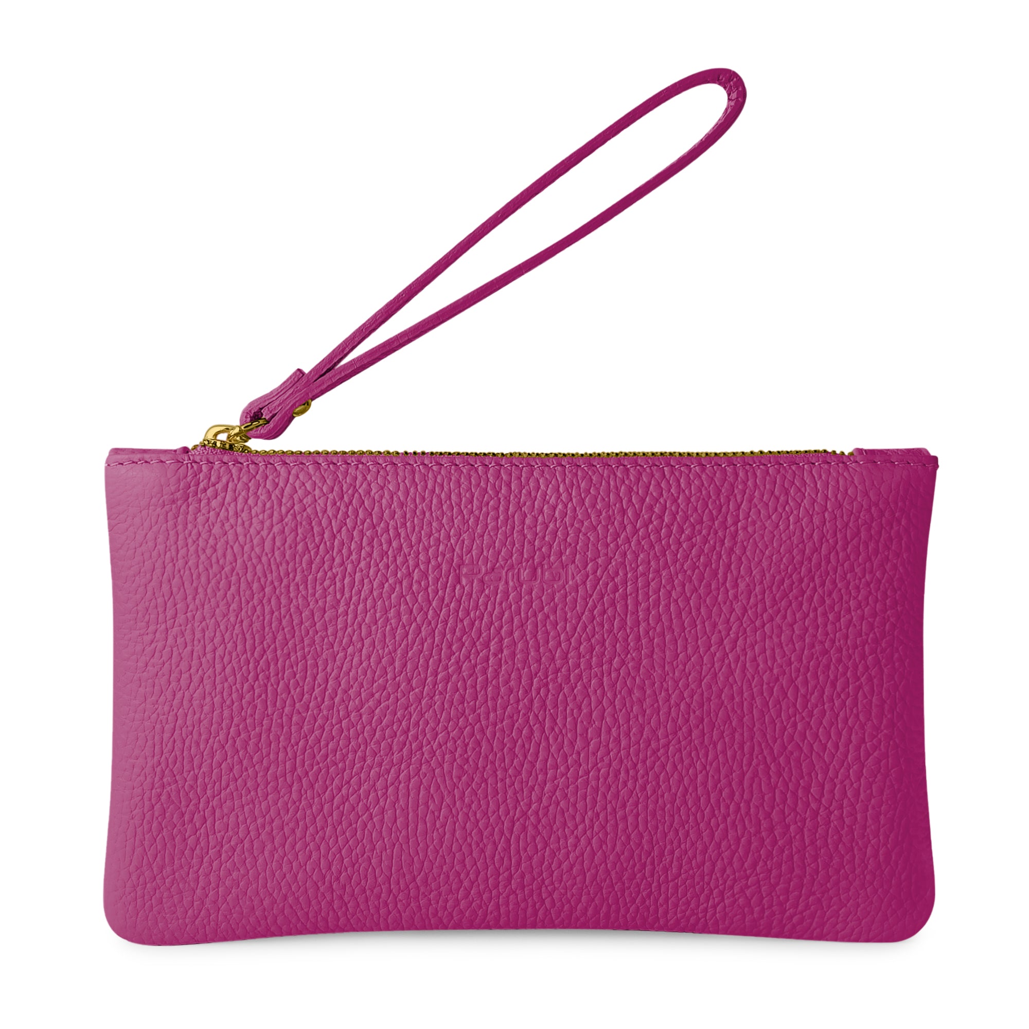Pochette Donna a Mano, In Vera Pelle, Made in Italy, Modello Aura Fucsia