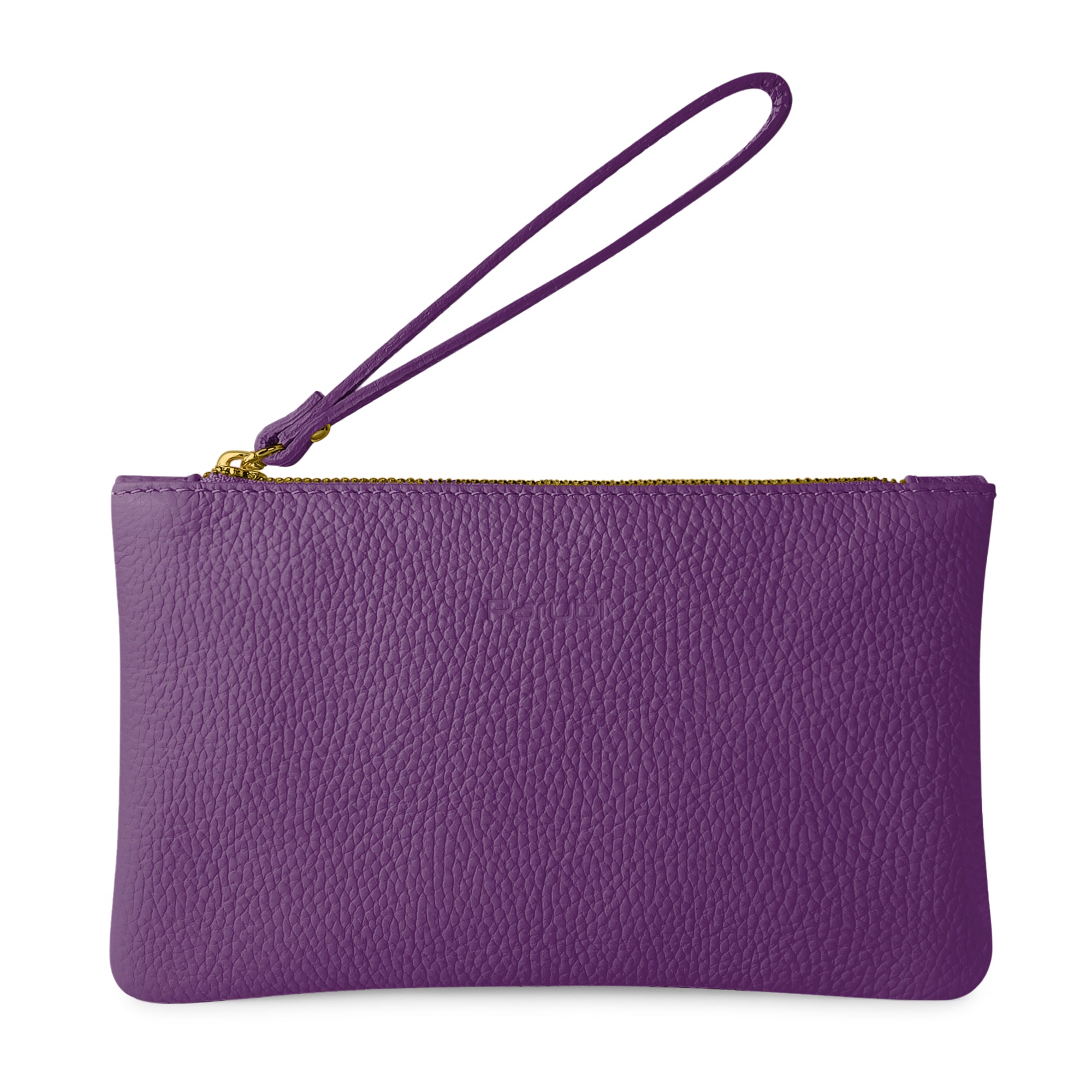 Pochette Donna a Mano, In Vera Pelle, Made in Italy, Modello Aura Viola