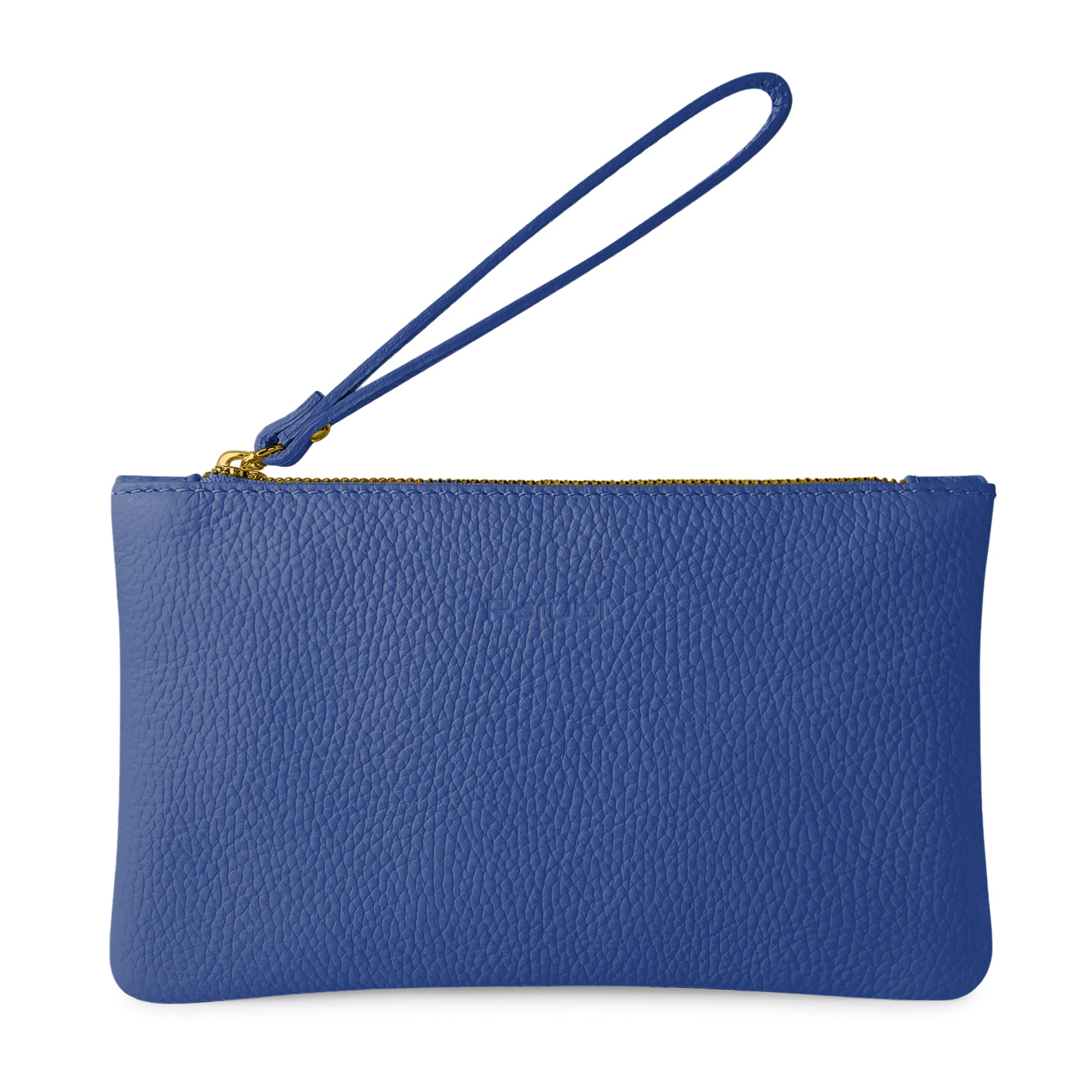 Pochette Donna a Mano, In Vera Pelle, Made in Italy, Modello Aura Bluette