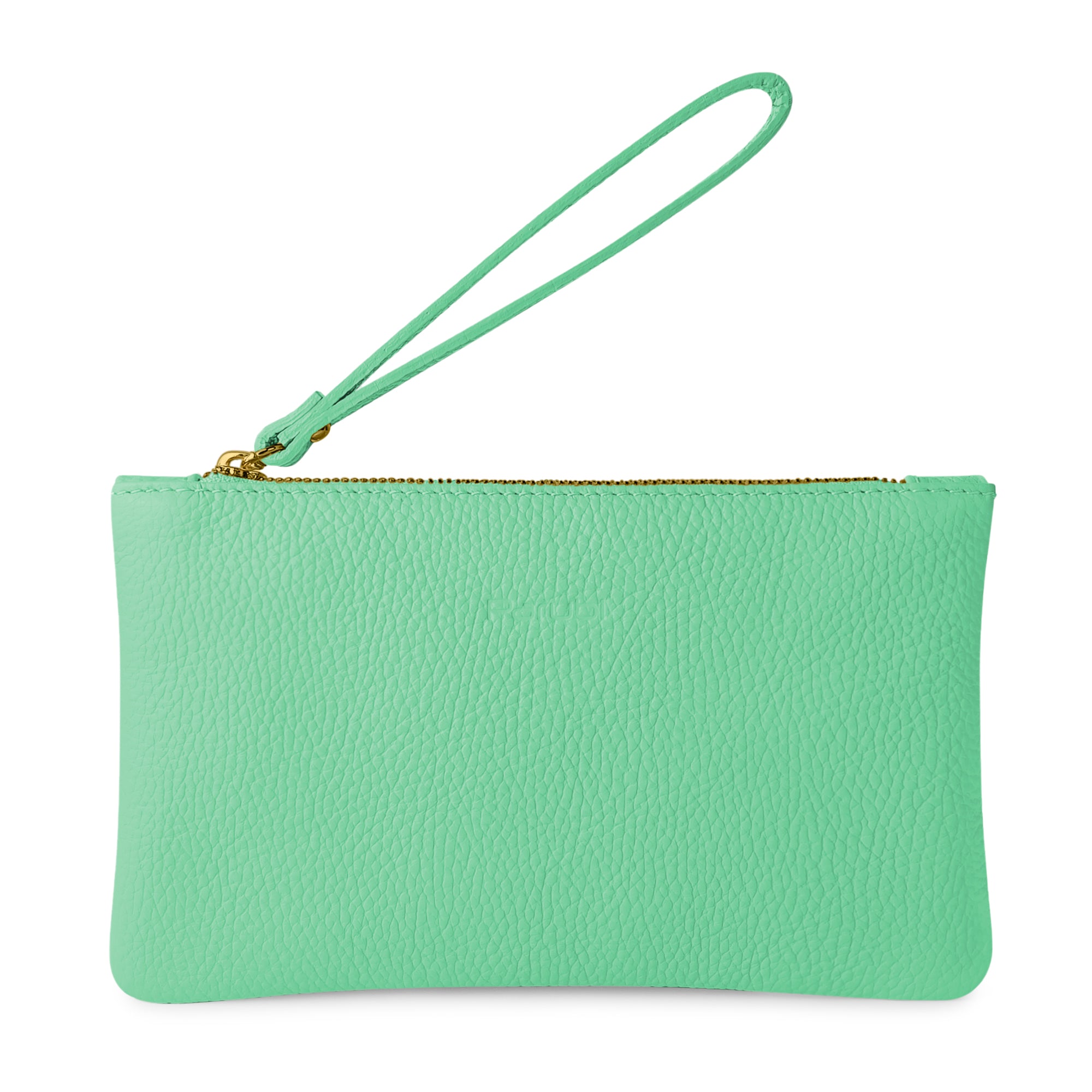 Pochette Donna a Mano, In Vera Pelle, Made in Italy, Modello Aura Verde Acqua