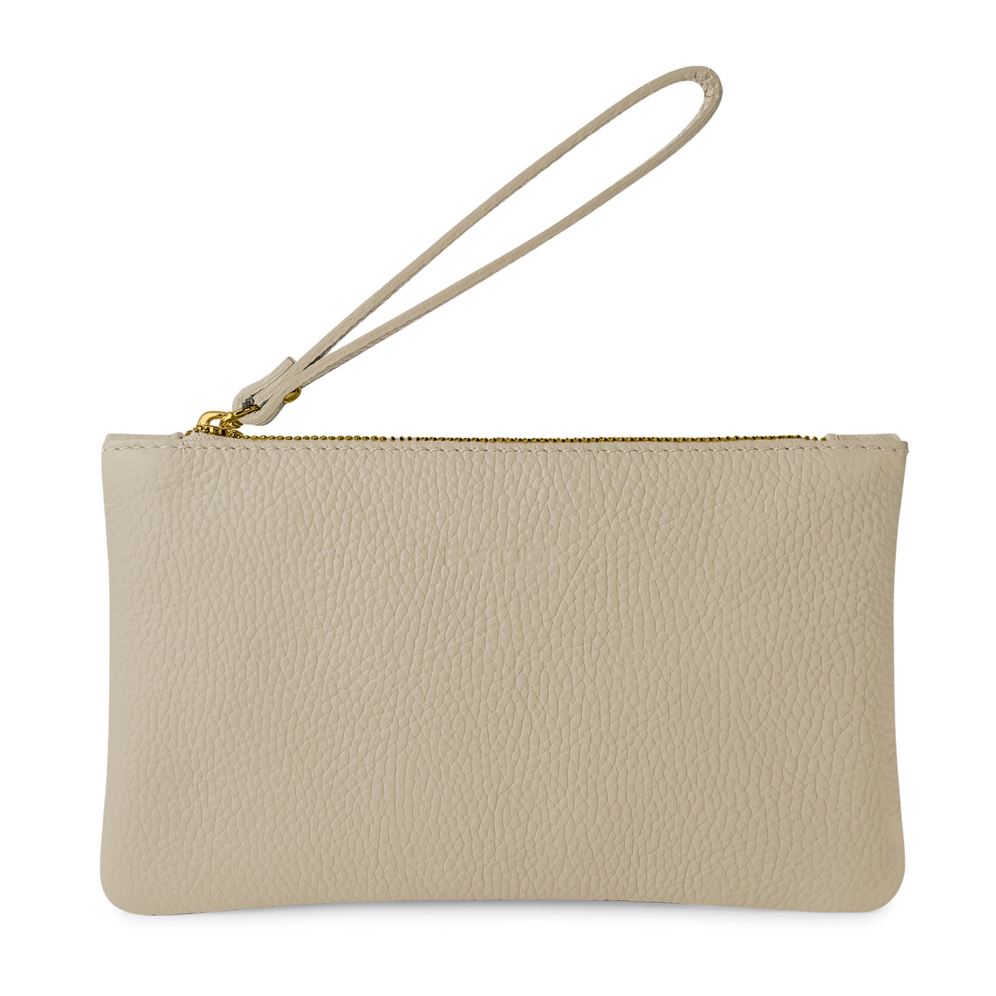Pochette Donna a Mano, In Vera Pelle, Made in Italy, Modello Aura Sabbia