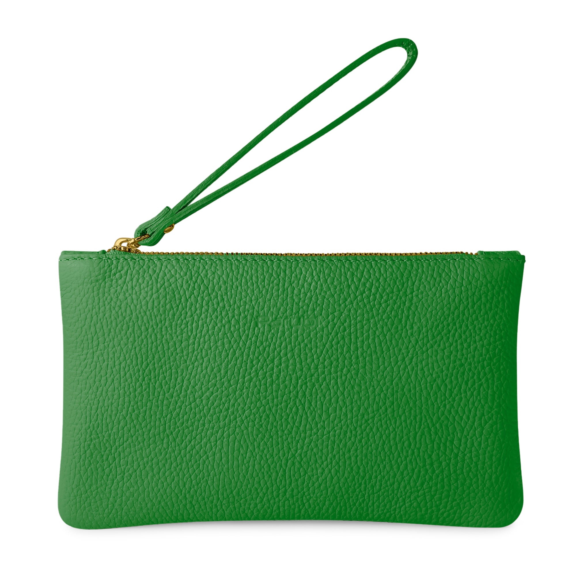 Pochette Donna a Mano, In Vera Pelle, Made in Italy, Modello Aura Verde Bottiglia