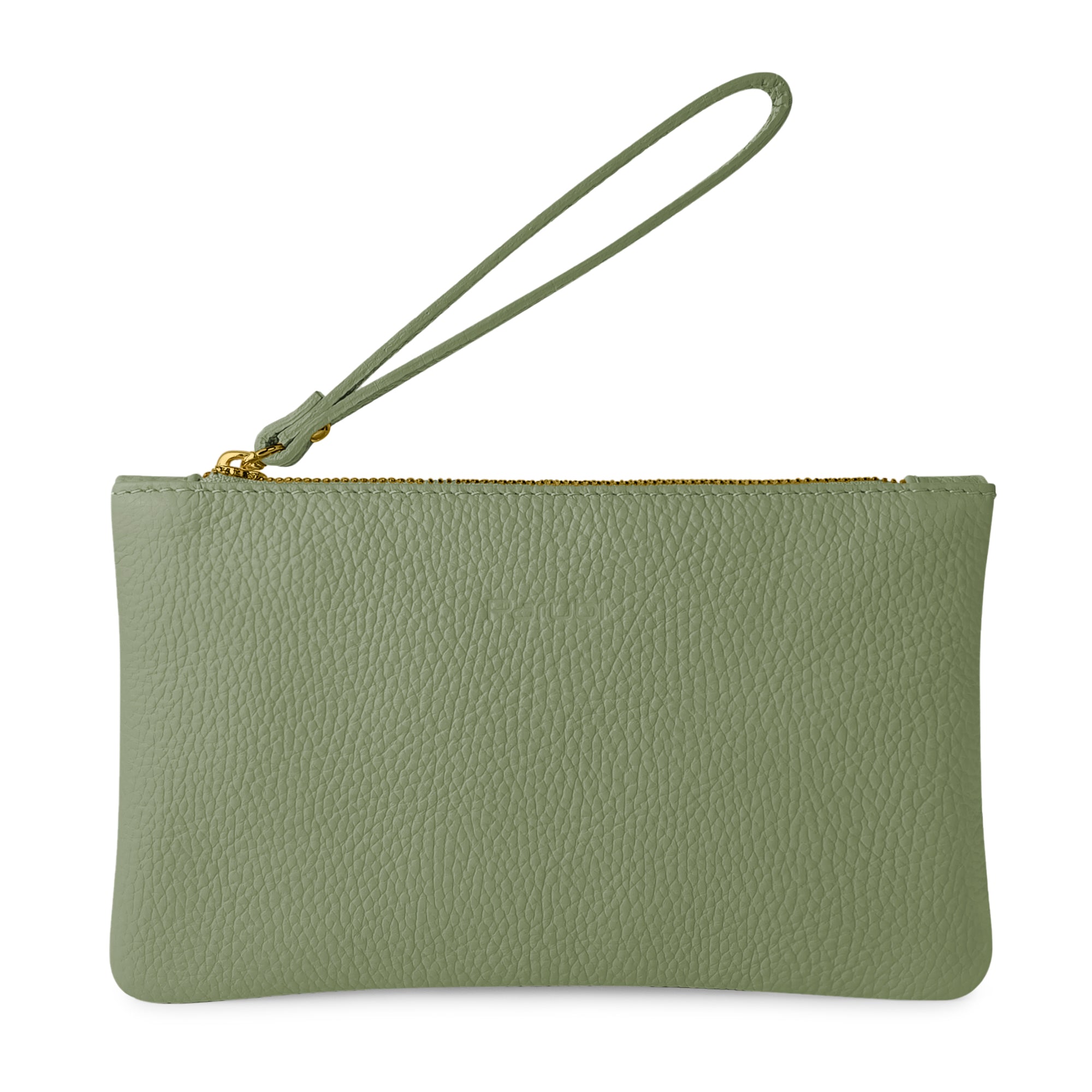 Pochette Donna a Mano, In Vera Pelle, Made in Italy, Modello Aura Verde Salvia