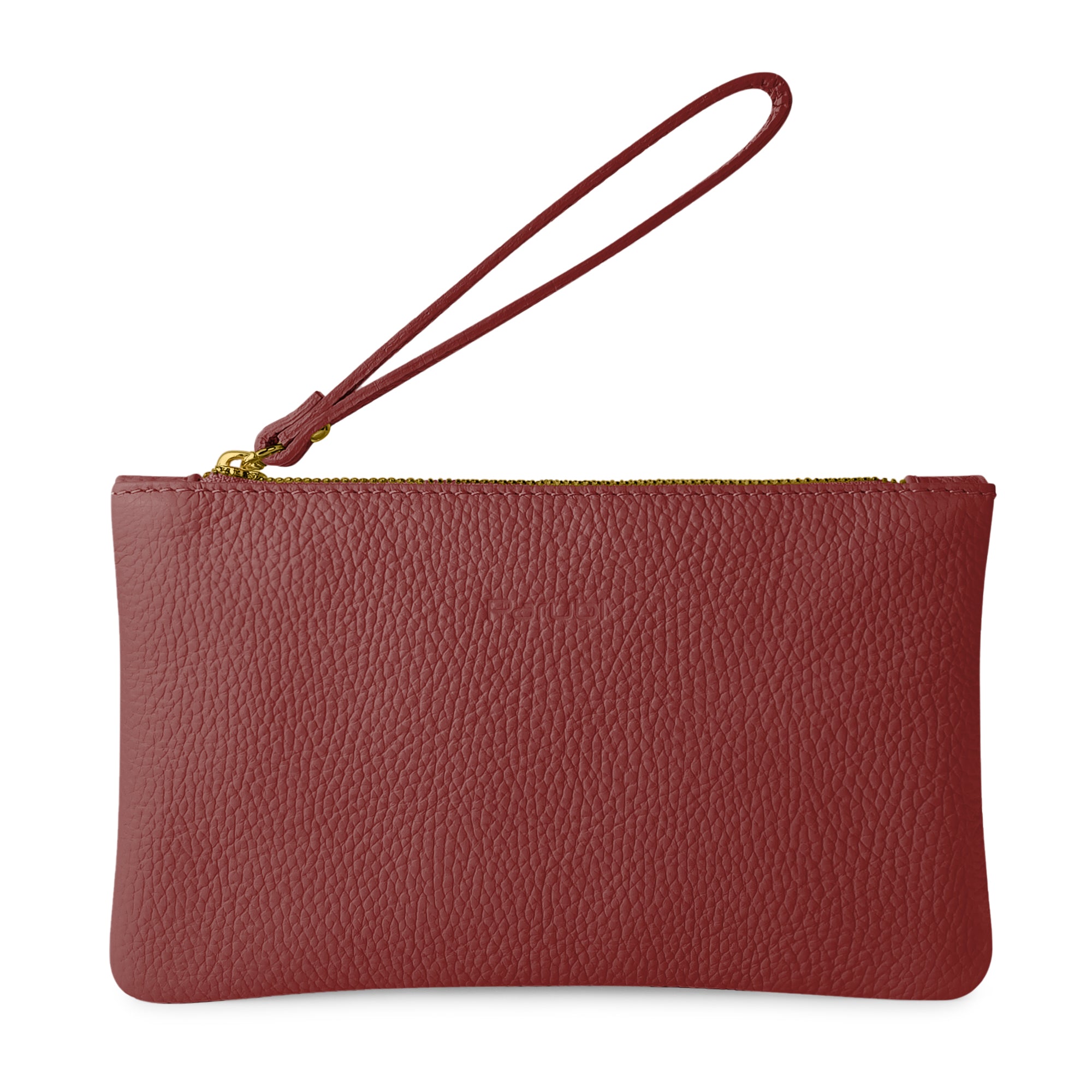 Pochette Donna a Mano, In Vera Pelle, Made in Italy, Modello Aura Bordeaux