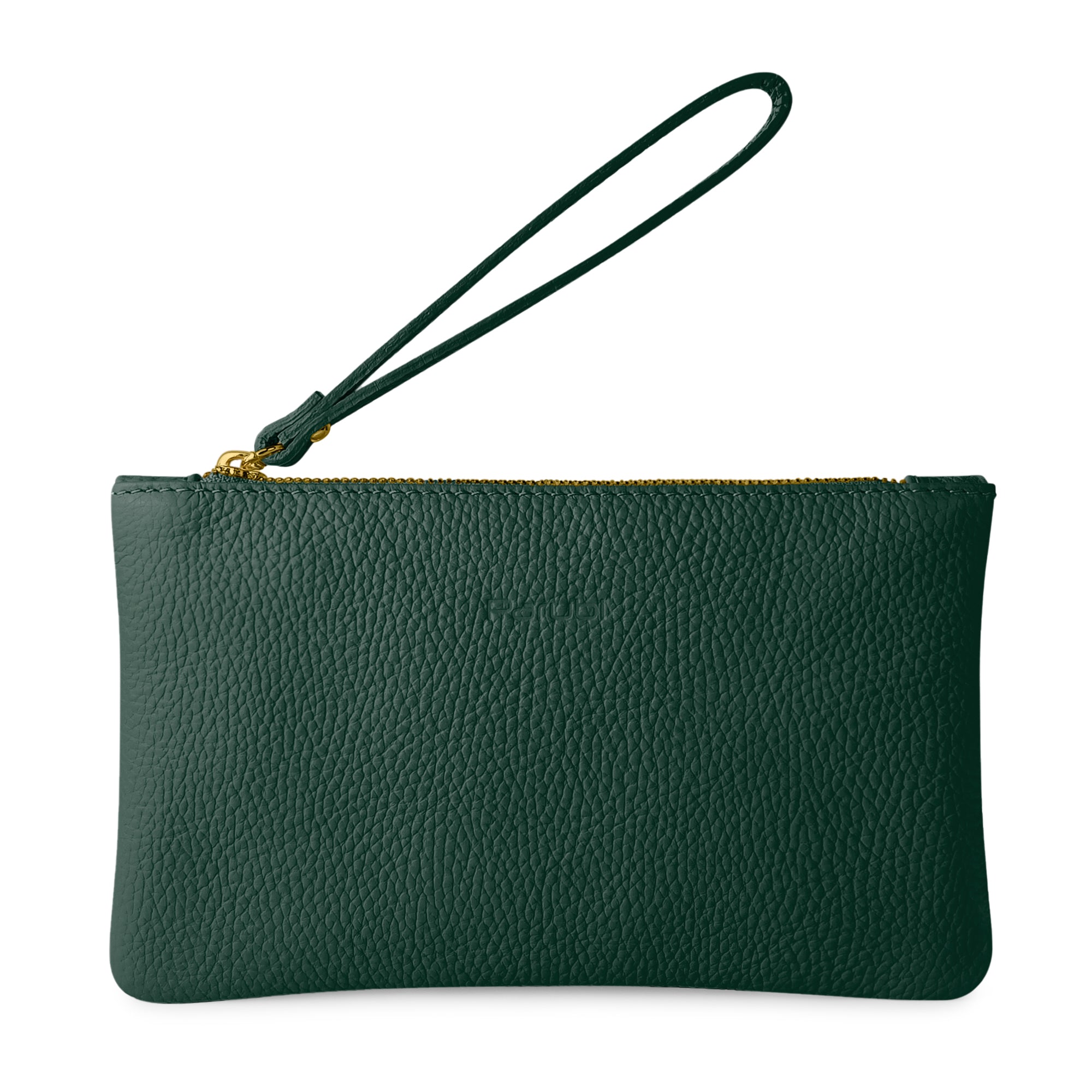 Pochette Donna a Mano, In Vera Pelle, Made in Italy, Modello Aura Verde Petrolio