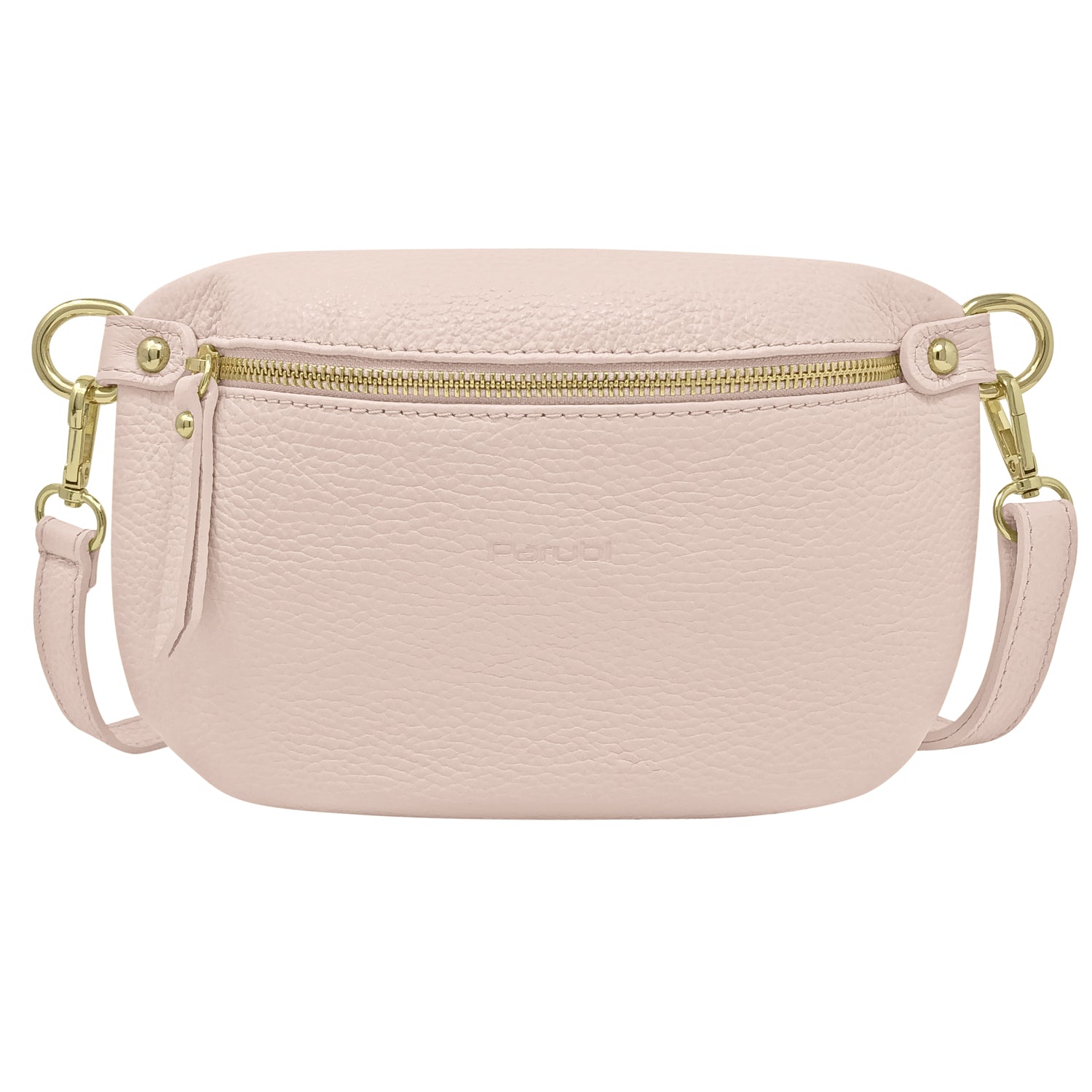 Marsupio da Donna a Tracolla, In Vera Pelle, Made In Italy, Modello Eva Rosa Cipria