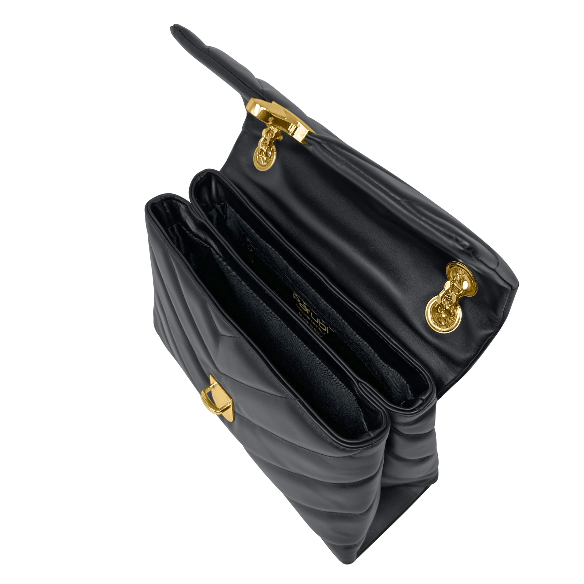 Borsa Donna a Tracolla e Spalla, In Vera Pelle Trapuntata, Made in Italy, Modello Elda