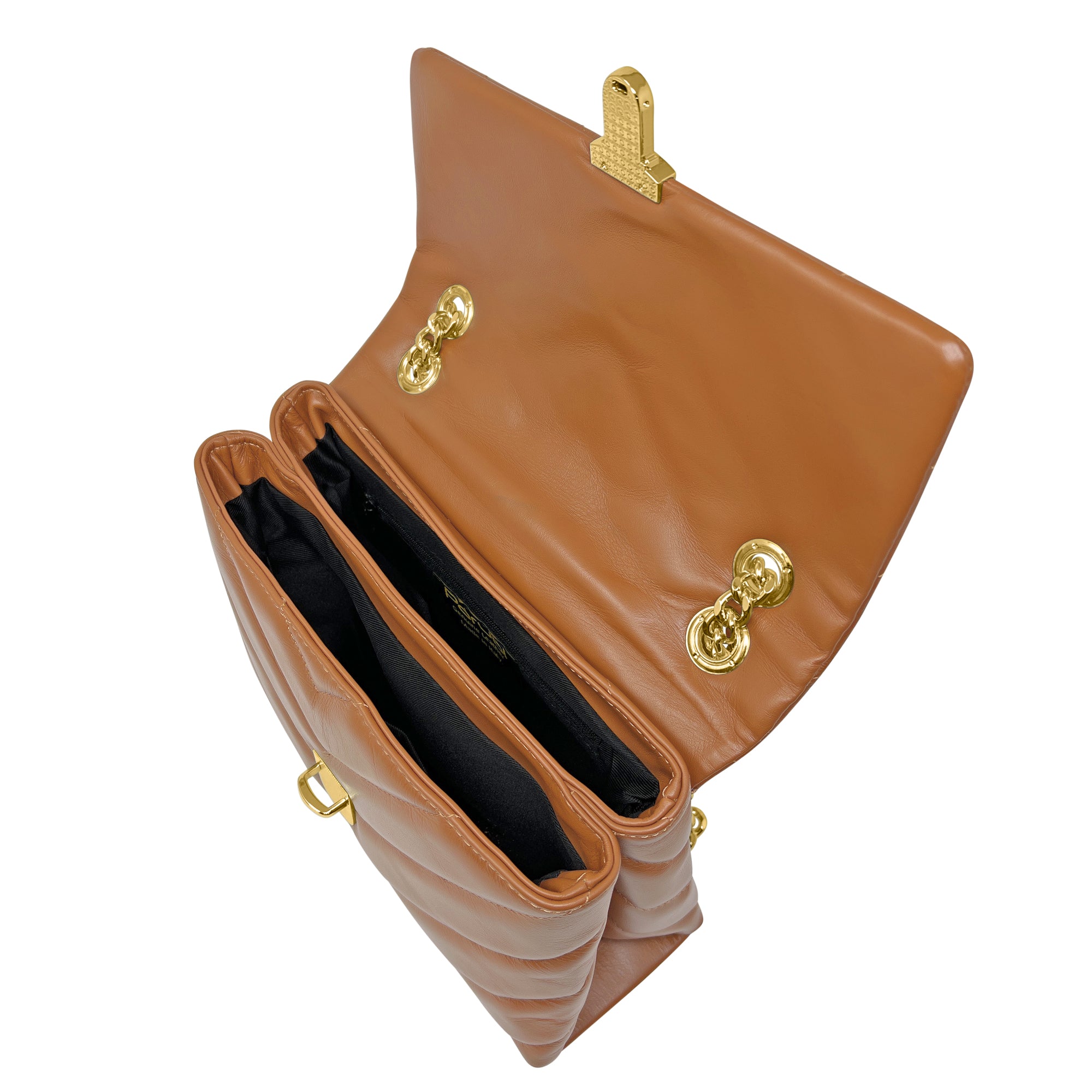 Borsa Donna a Spalla e Tracolla Marrone Cuoio, In Vera Pelle, Made in Italy, Elda
