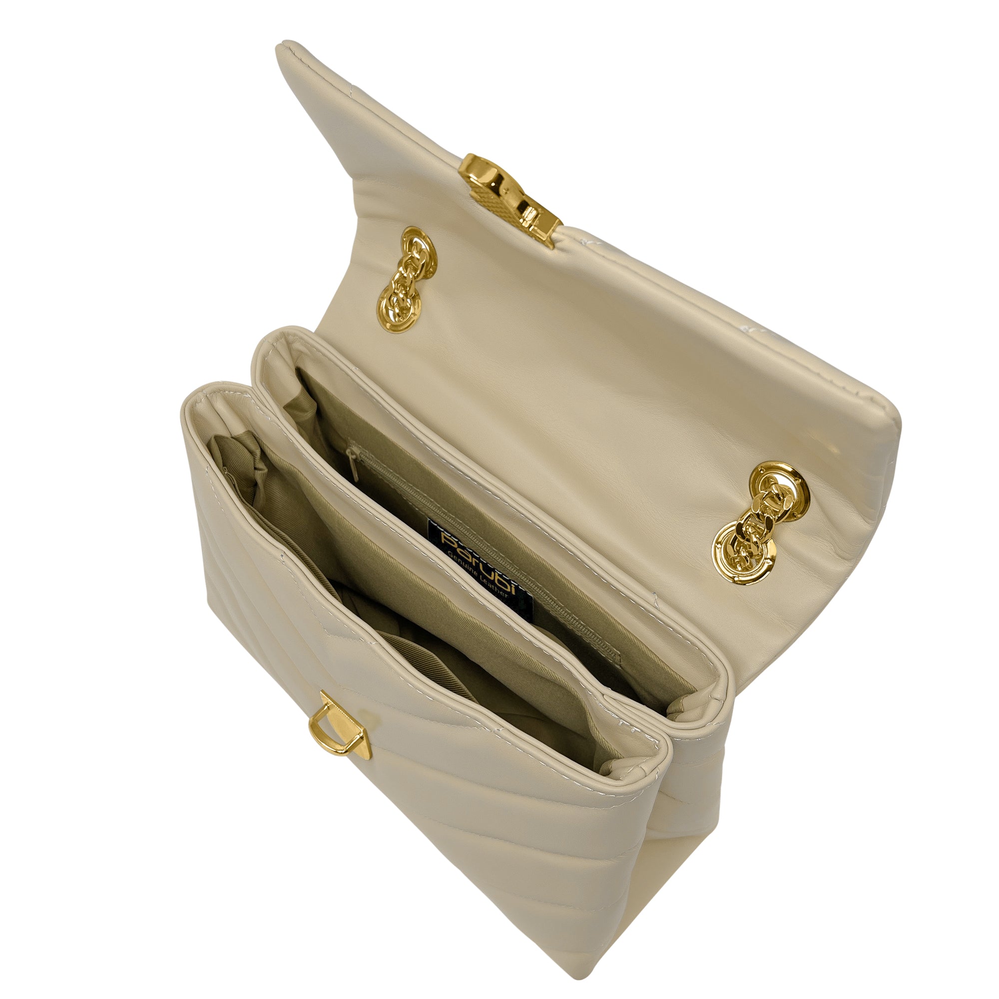 Borsa Donna a Tracolla e Spalla, In Vera Pelle Trapuntata, Made in Italy, Modello Elda