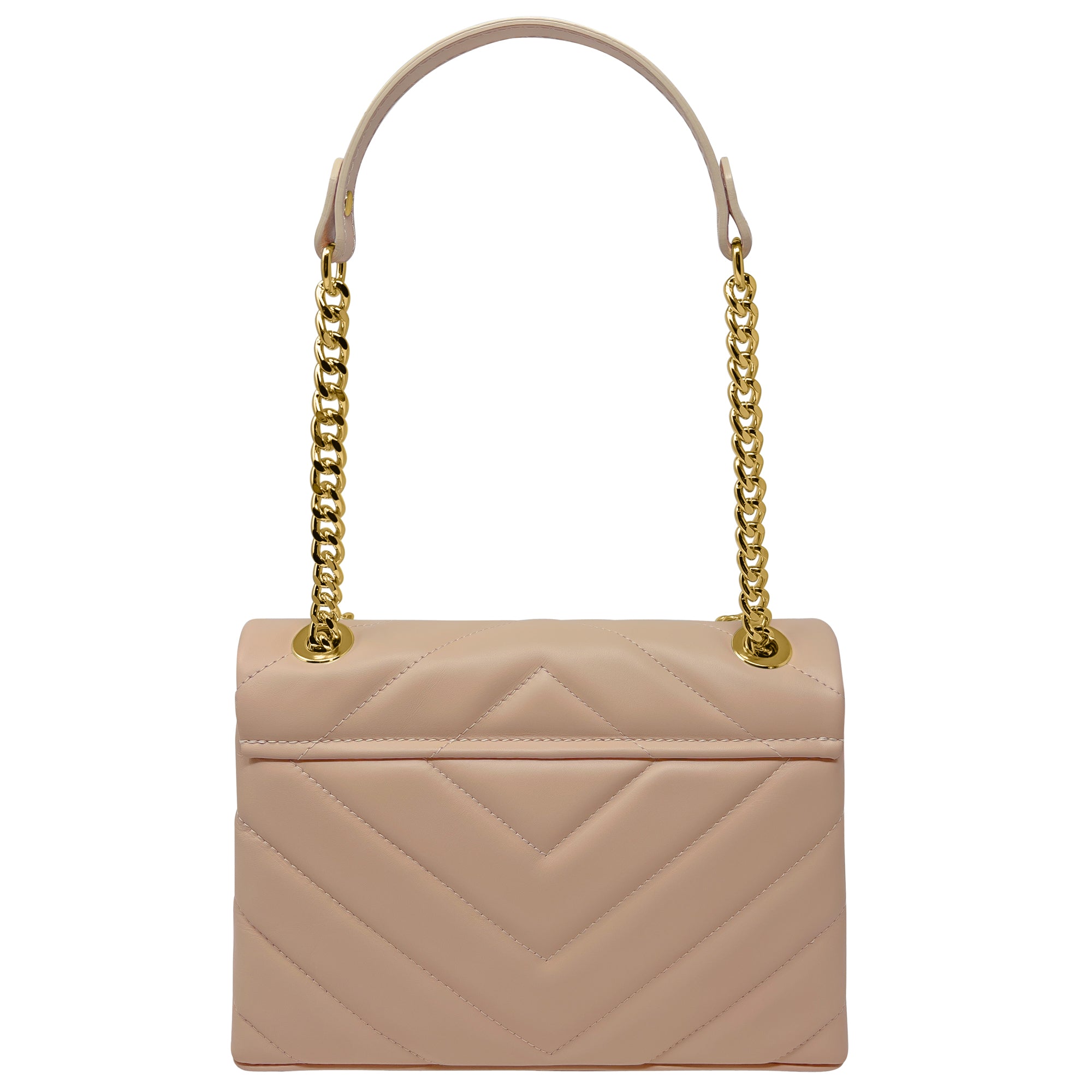 Borsa Donna a Tracolla e Spalla, In Vera Pelle Trapuntata, Made in Italy, Modello Elda