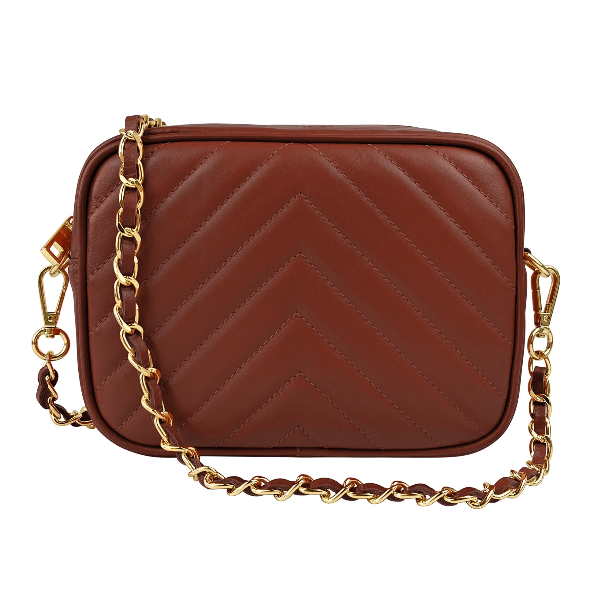 Borsa Donna a Tracolla, In Vera Pelle Trapuntata, Made in Italy, Modello Lola Marrone