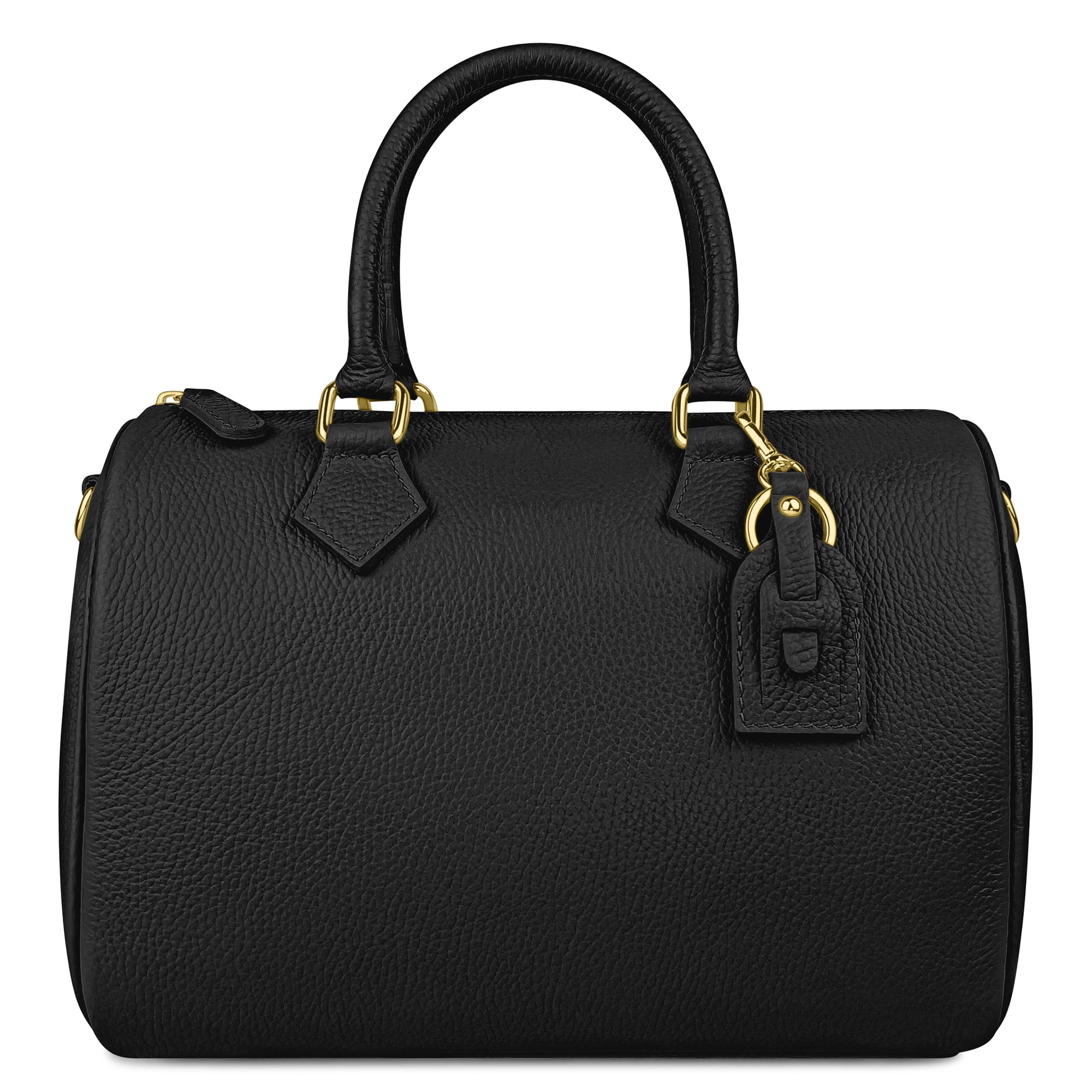 Borsa Bauletto Donna a Mano con Tracolla, In Vera Pelle, Made in Italy, Modello Olimpia Nero