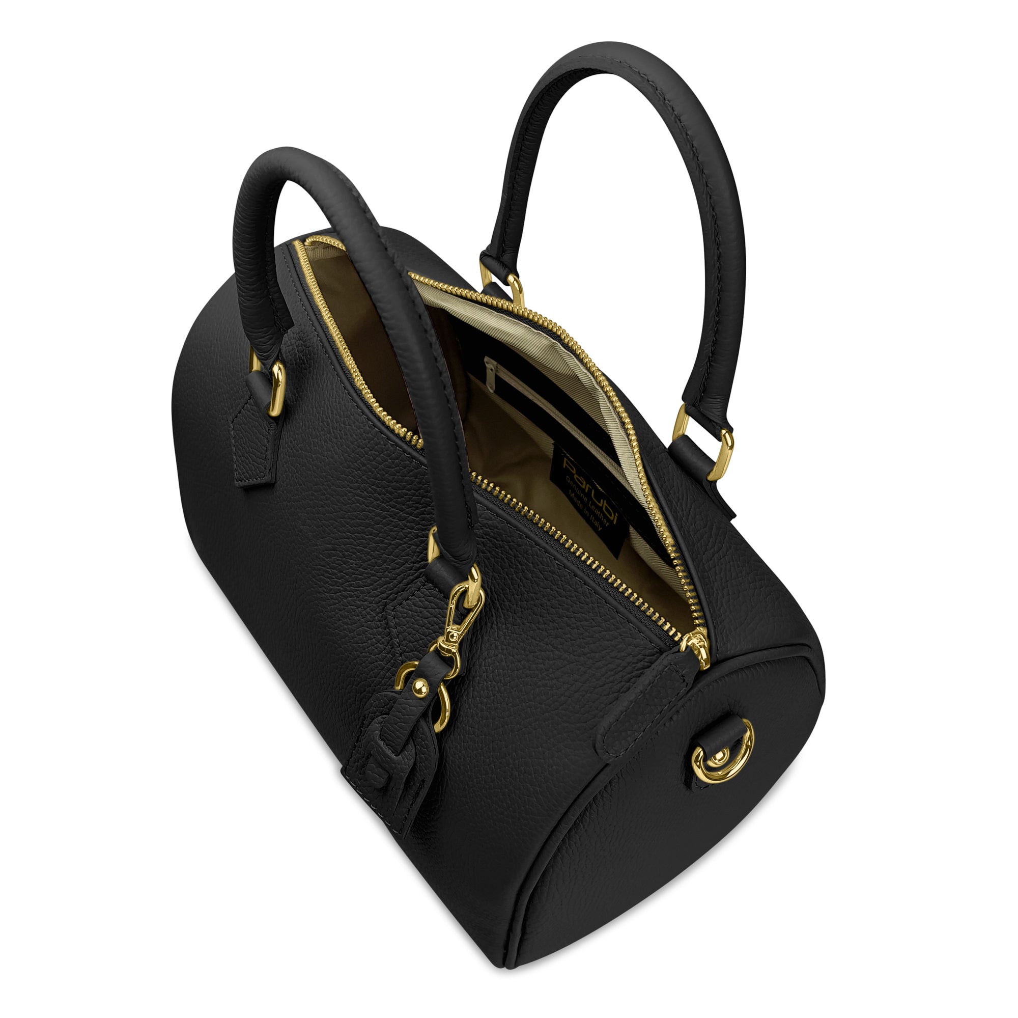 Borsa Bauletto Donna a Mano con Tracolla, In Vera Pelle, Made in Italy, Modello Olimpia