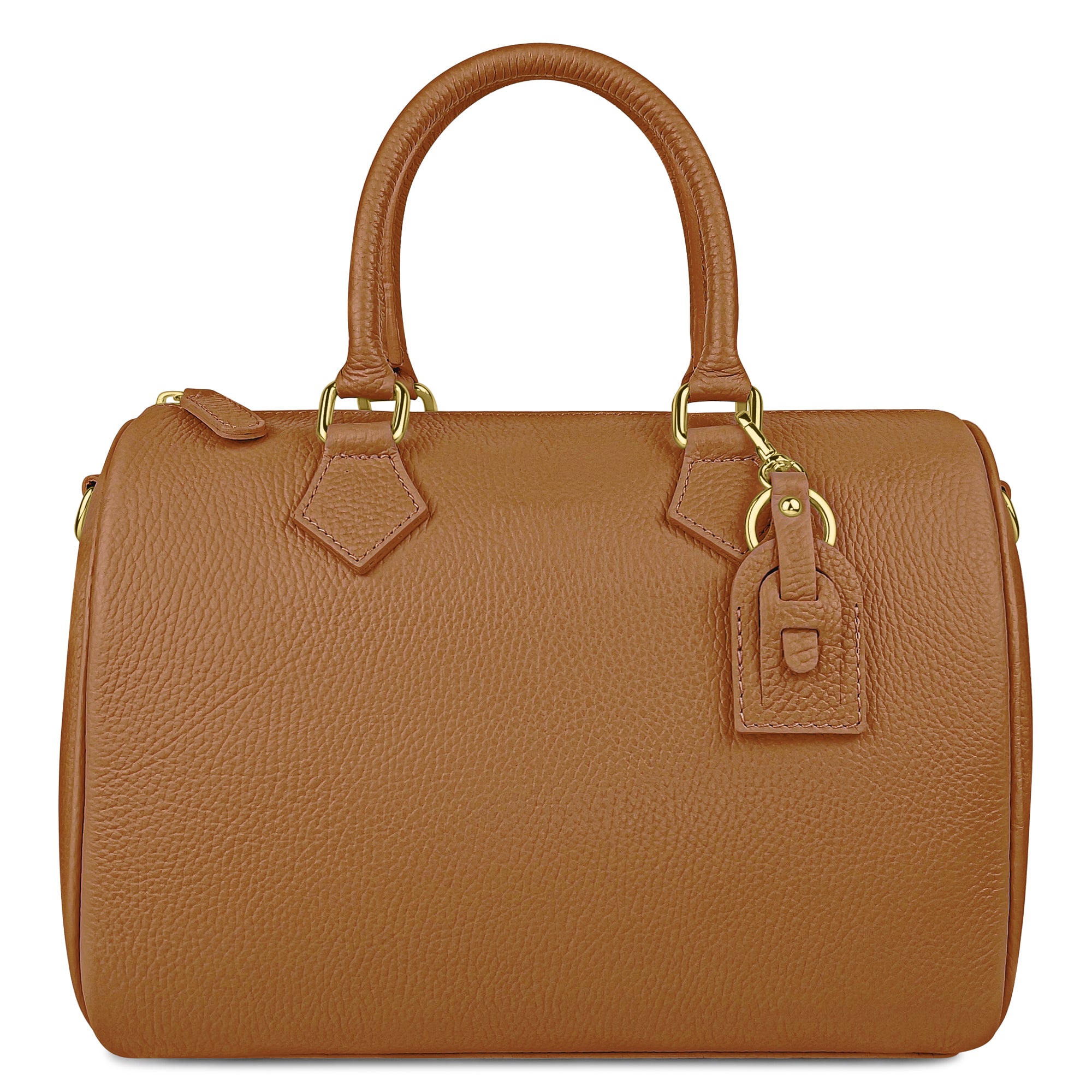 Borsa Bauletto Donna a Mano con Tracolla, In Vera Pelle, Made in Italy, Modello Olimpia Marrone Chiaro