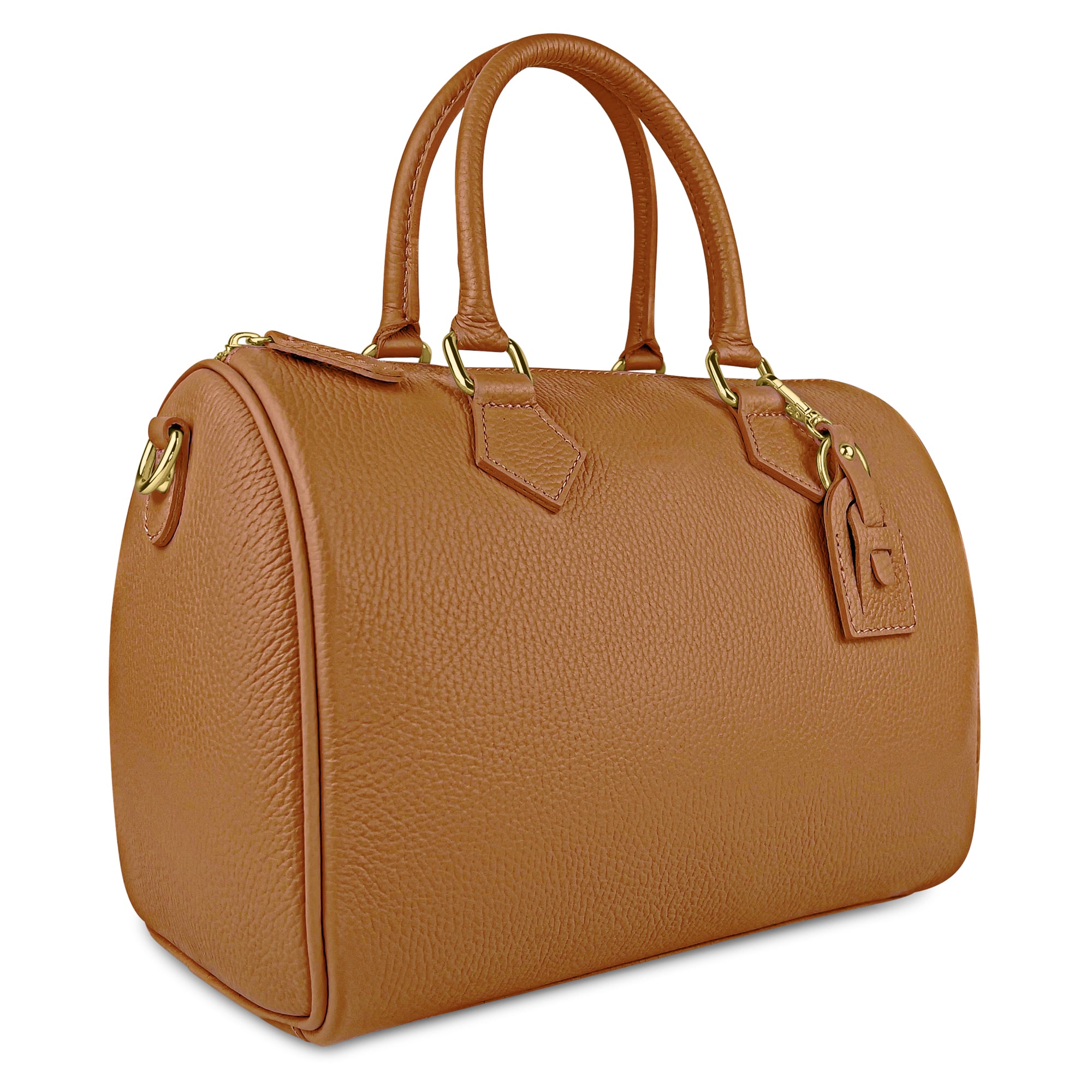 Borsa Bauletto Donna a Mano con Tracolla, In Vera Pelle, Made in Italy, Modello Olimpia