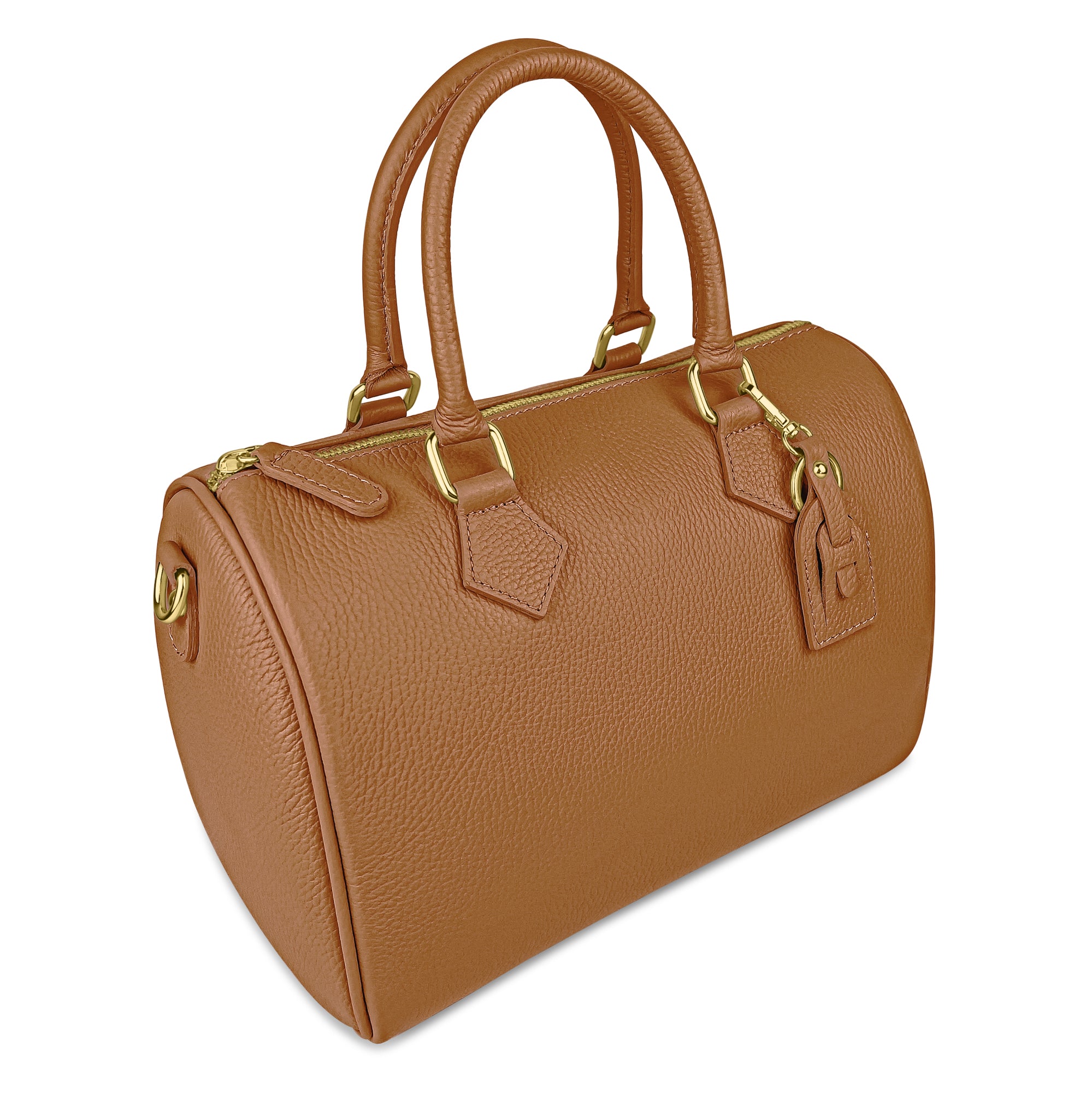 Borsa Bauletto Donna a Mano con Tracolla, In Vera Pelle, Made in Italy, Modello Olimpia