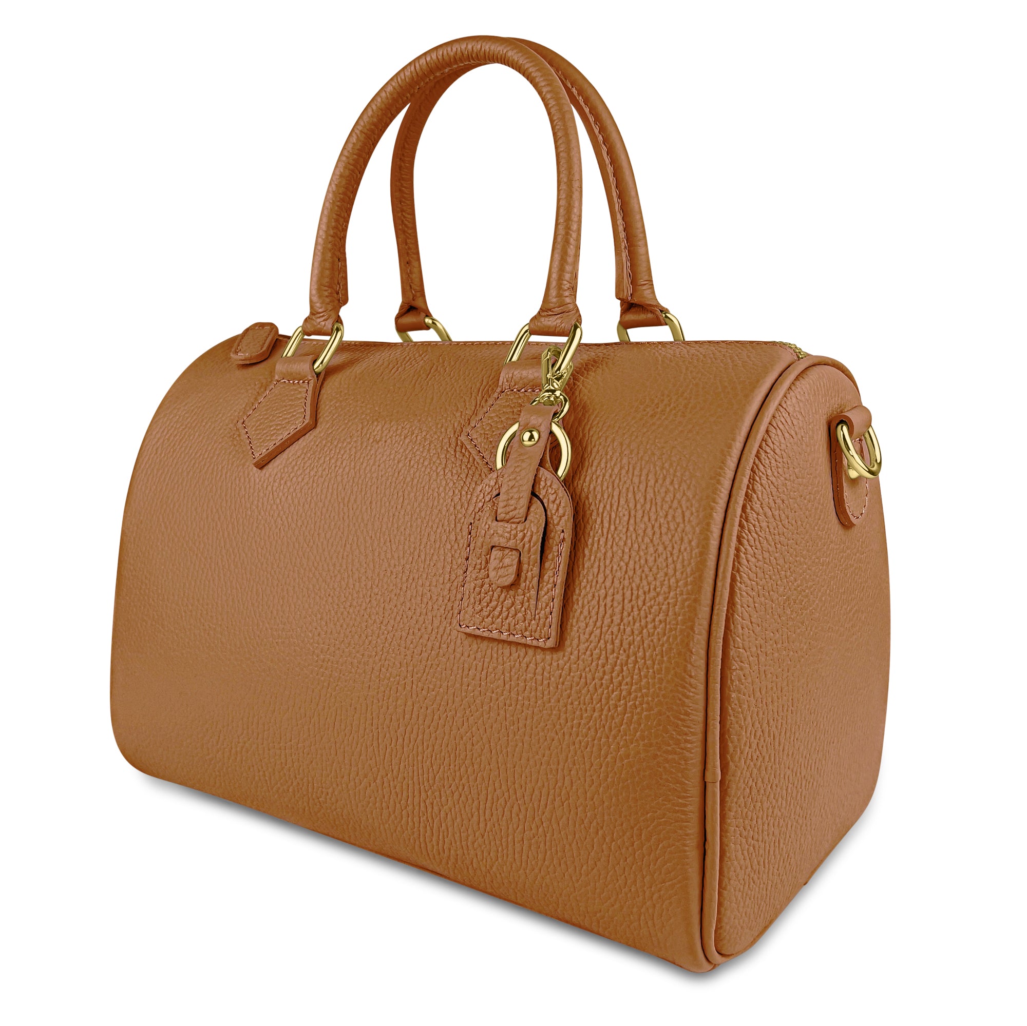 Borsa Bauletto Donna a Mano con Tracolla, In Vera Pelle, Made in Italy, Modello Olimpia