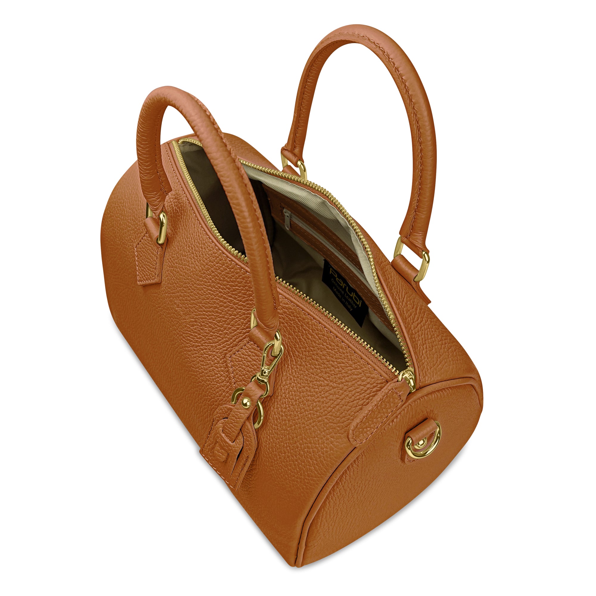 Borsa Bauletto Donna a Mano con Tracolla, In Vera Pelle, Made in Italy, Modello Olimpia