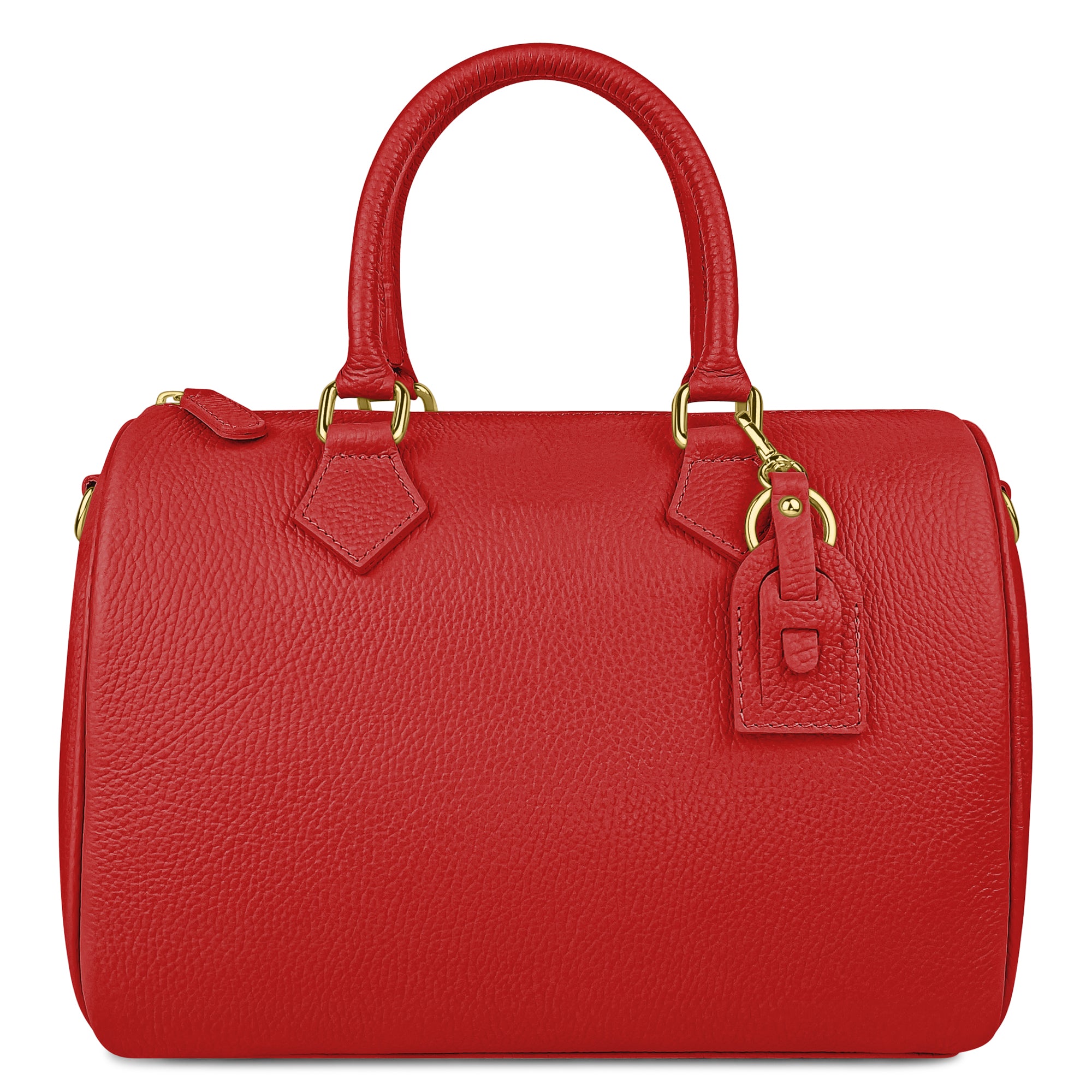Borsa Bauletto Donna a Mano con Tracolla, In Vera Pelle, Made in Italy, Modello Olimpia Rosso