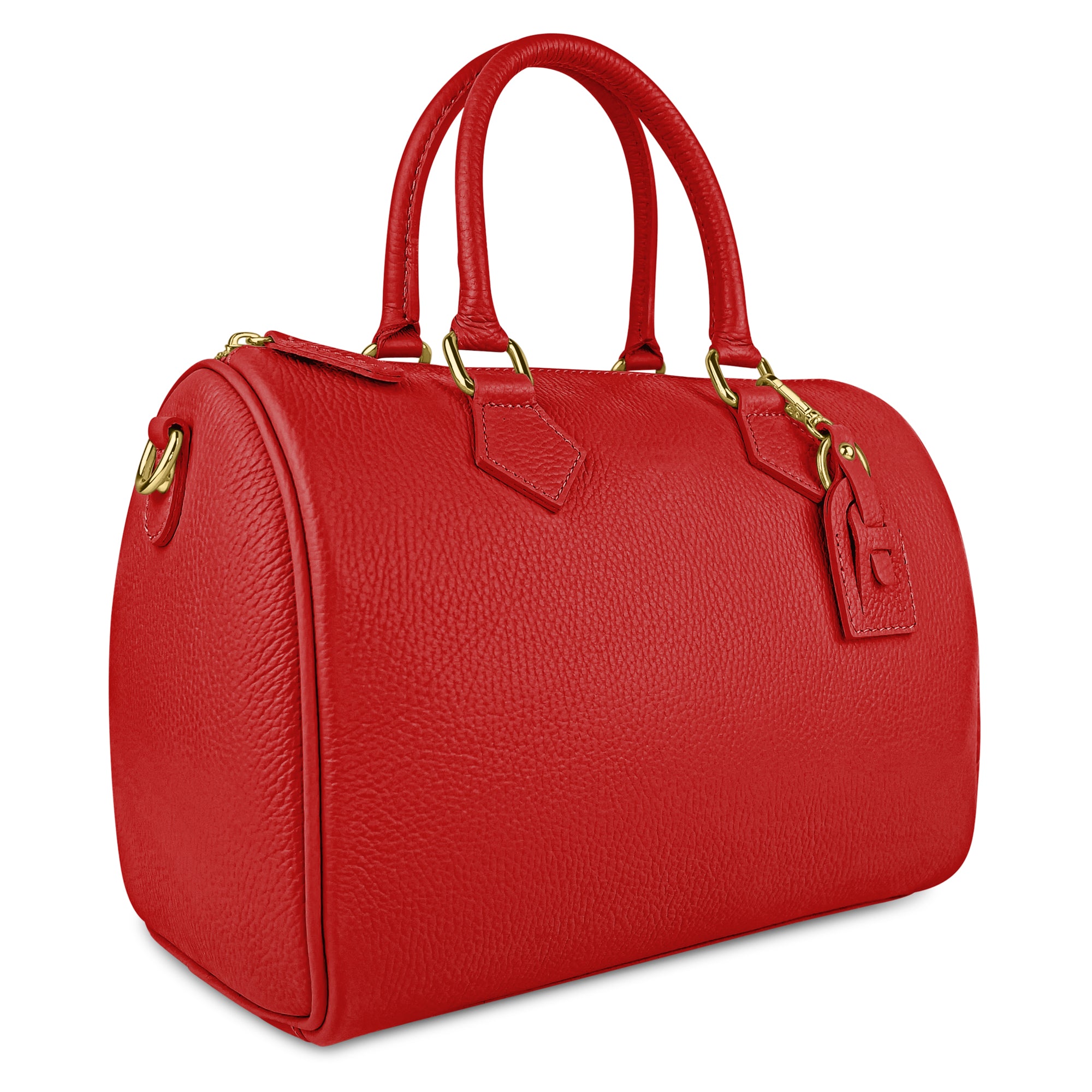 Borsa Bauletto Donna a Mano con Tracolla, In Vera Pelle, Made in Italy, Modello Olimpia