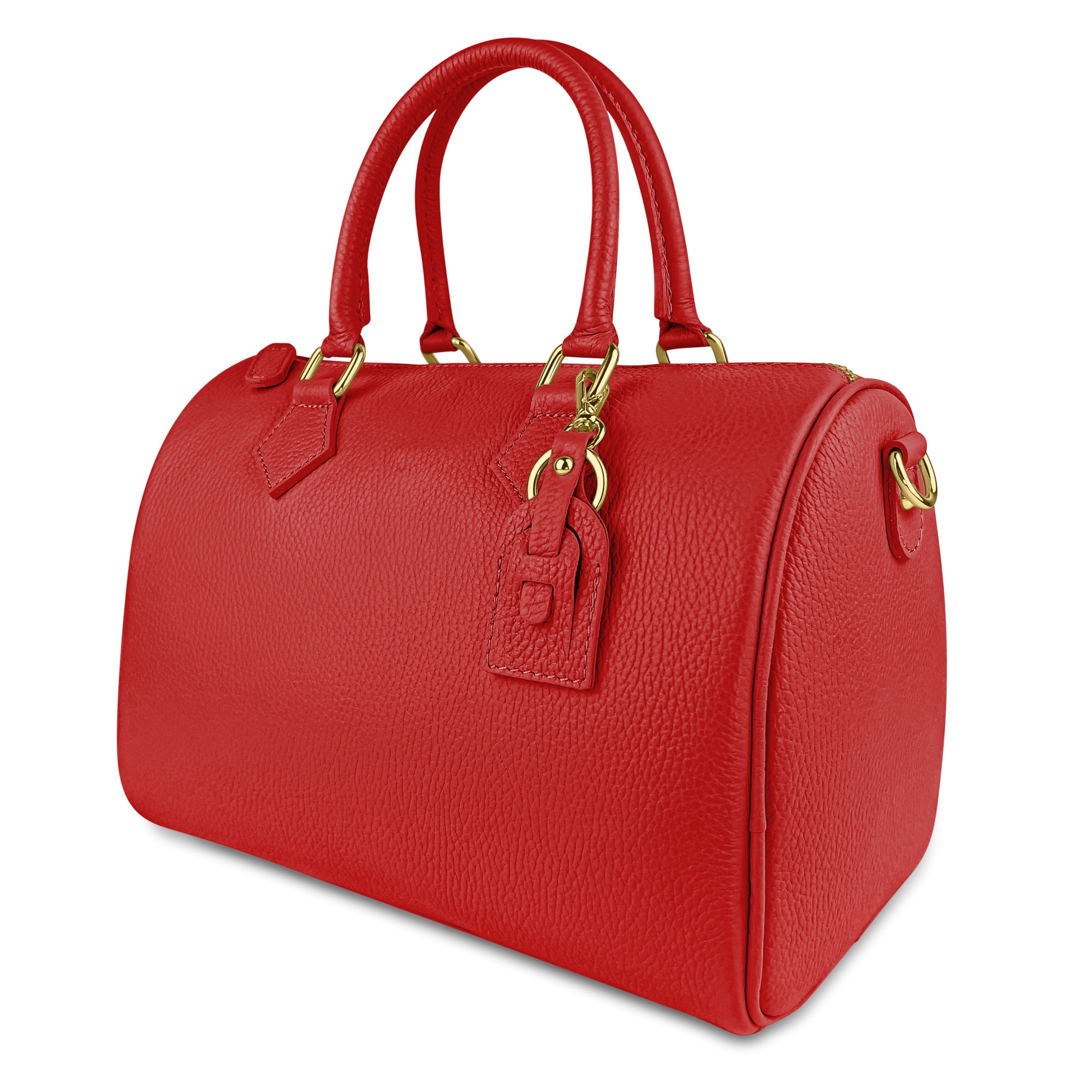 Borsa Bauletto Donna a Mano con Tracolla, In Vera Pelle, Made in Italy, Modello Olimpia