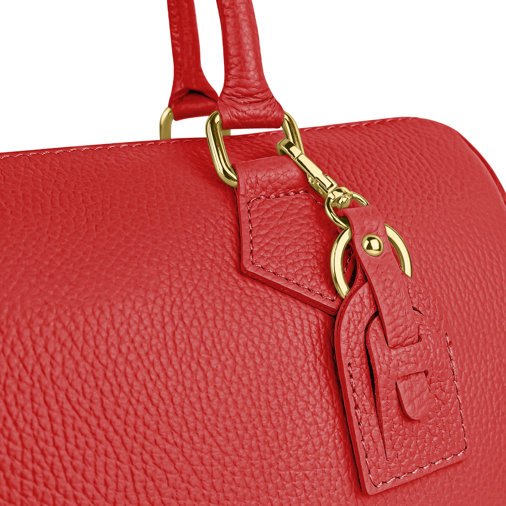 Borsa Bauletto Donna a Mano con Tracolla, In Vera Pelle, Made in Italy, Modello Olimpia