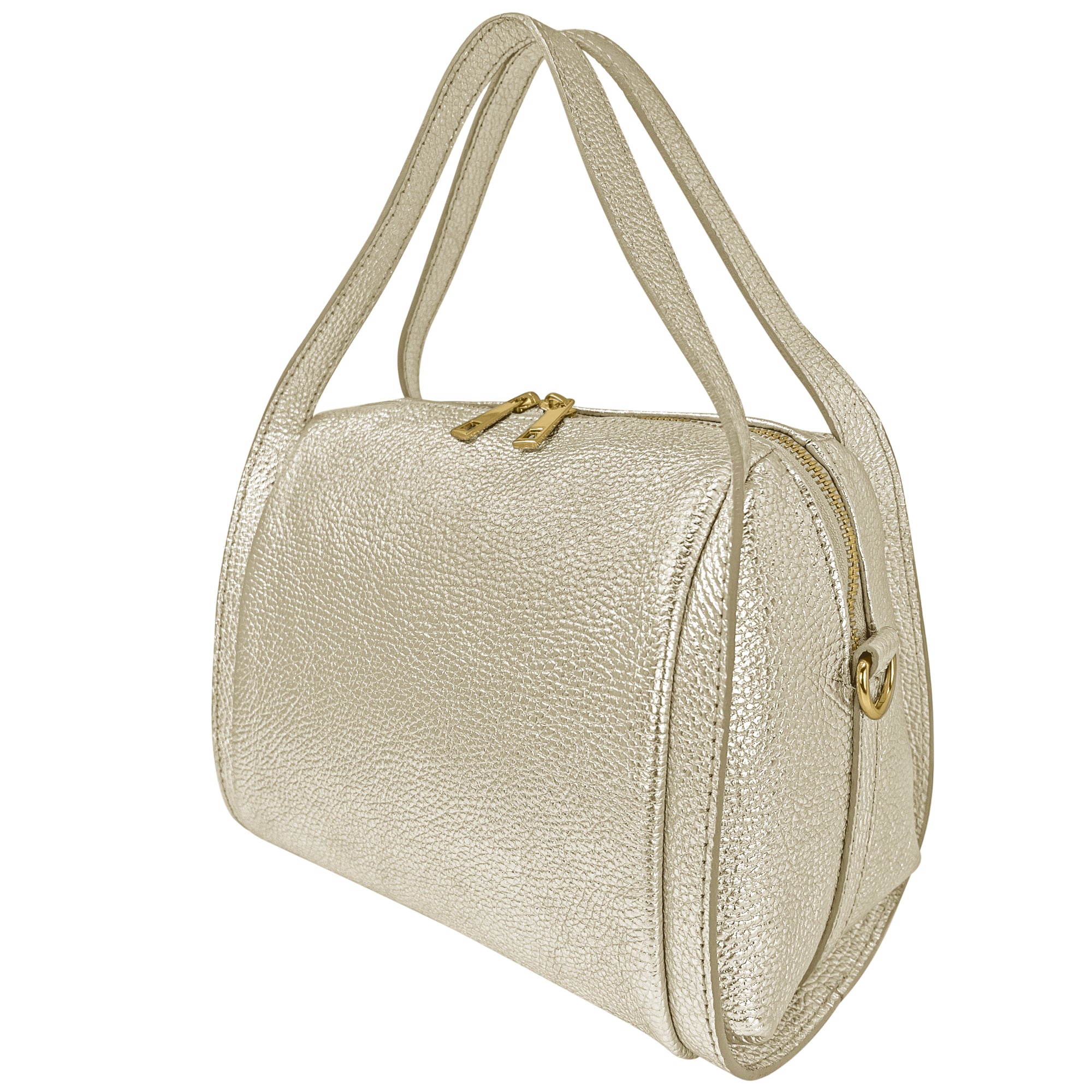 Borsa Donna a Mano, In Vera Pelle Laminata, Made in Italy, Modello Anette