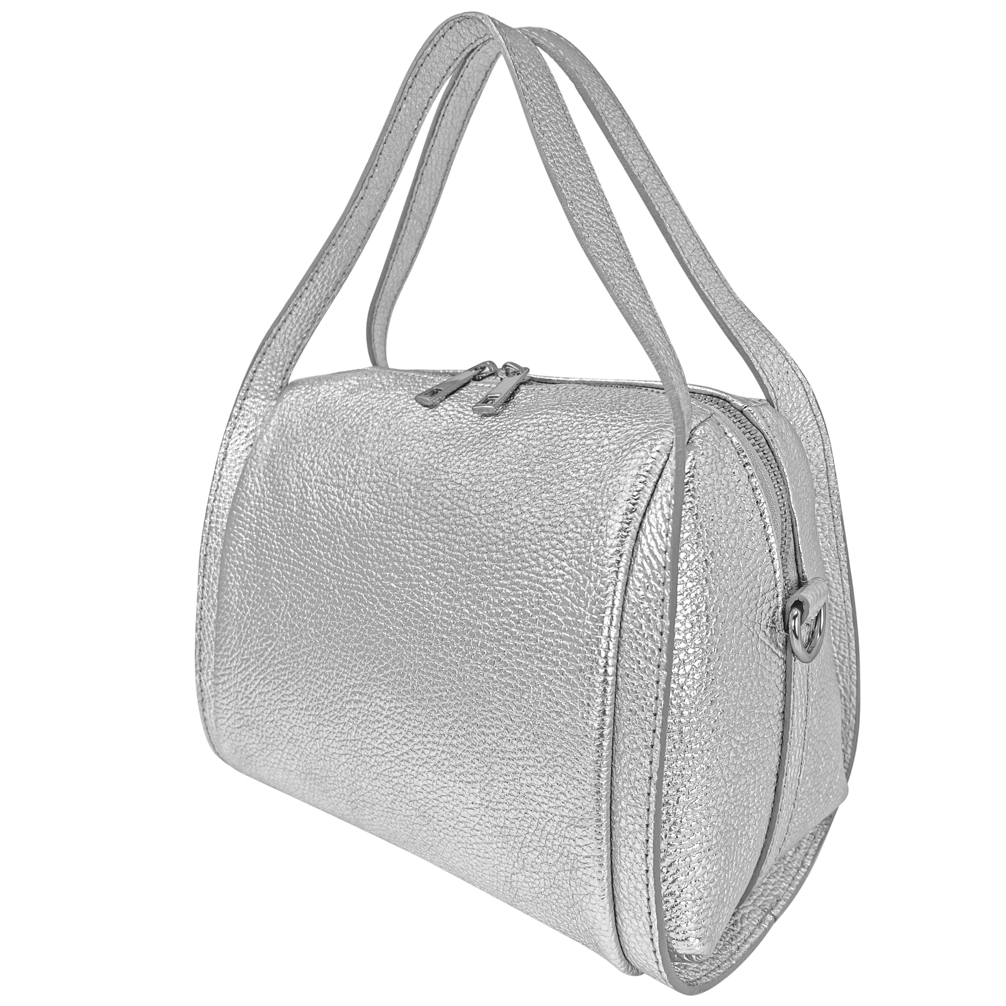 Borsa Donna a Mano, In Vera Pelle Laminata, Made in Italy, Modello Anette