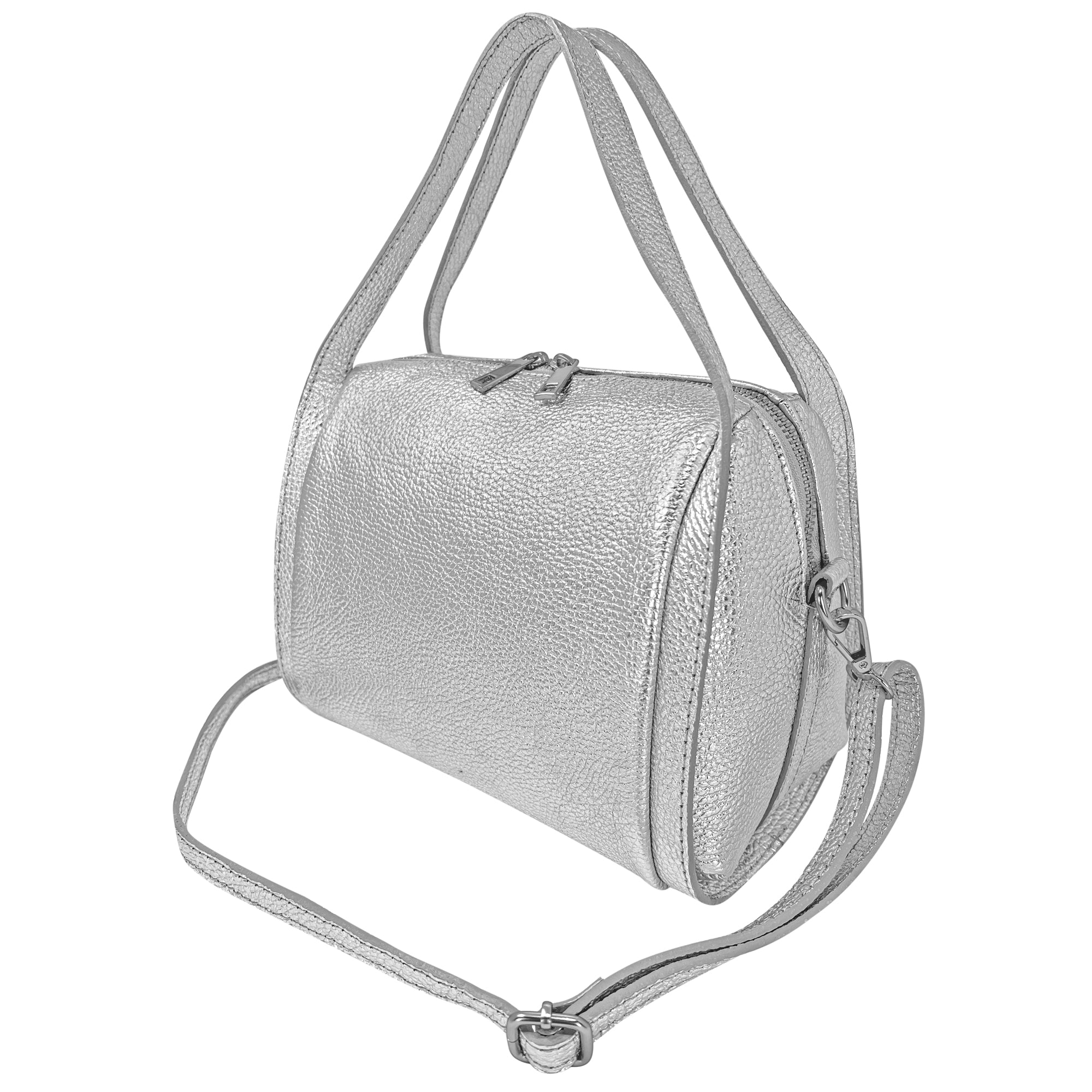Borsa Donna a Mano, In Vera Pelle Laminata, Made in Italy, Modello Anette