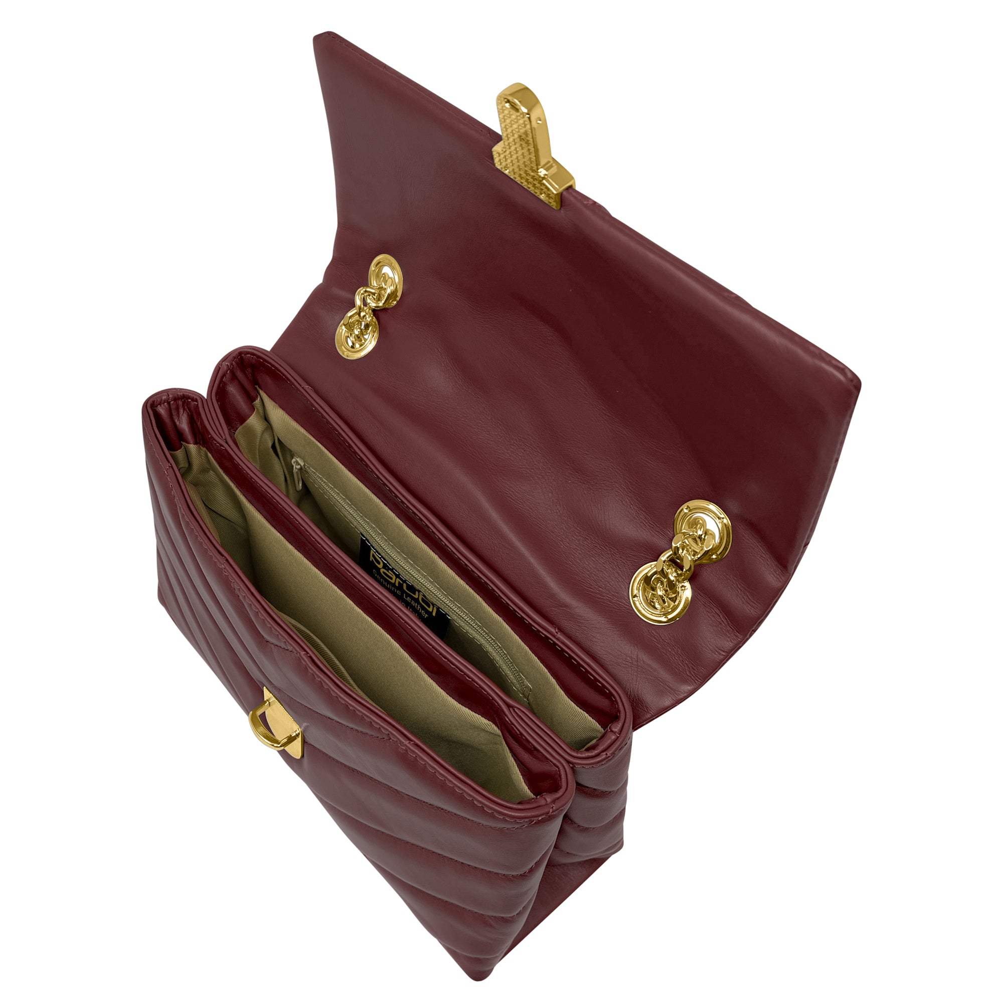 Borsa Donna a Tracolla e Spalla, In Vera Pelle Trapuntata, Made in Italy, Modello Elda