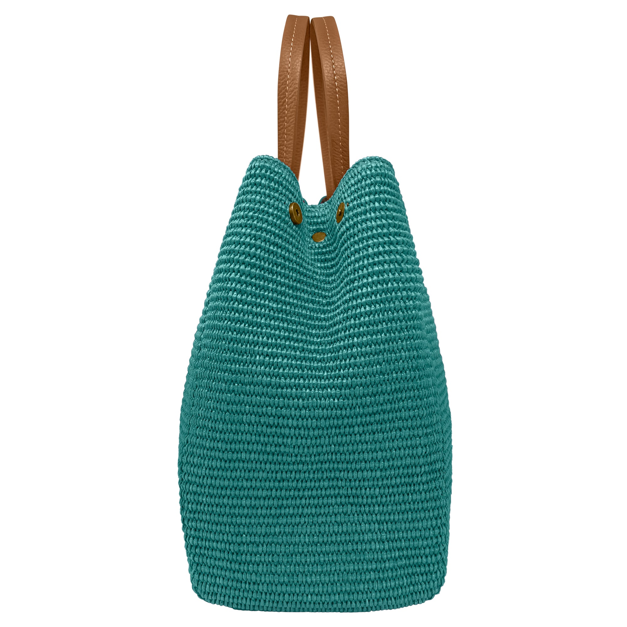Borsa Donna a Mano con Tracolla, In Rafia e Vera Pelle, Made in Italy, Modello Lena