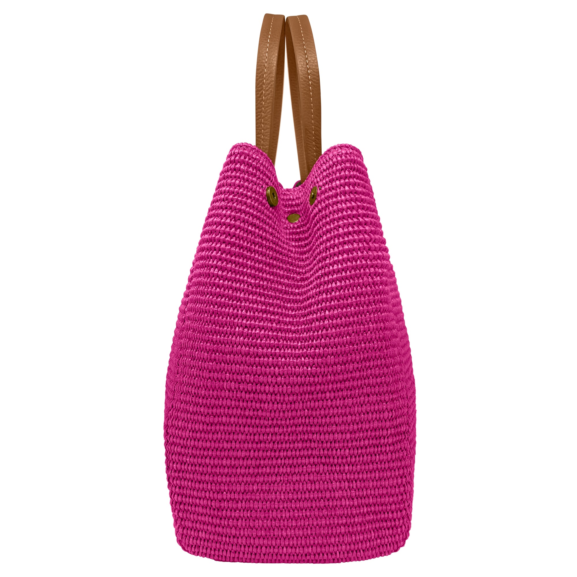 Borsa Donna a Mano con Tracolla, In Rafia e Vera Pelle, Made in Italy, Modello Lena