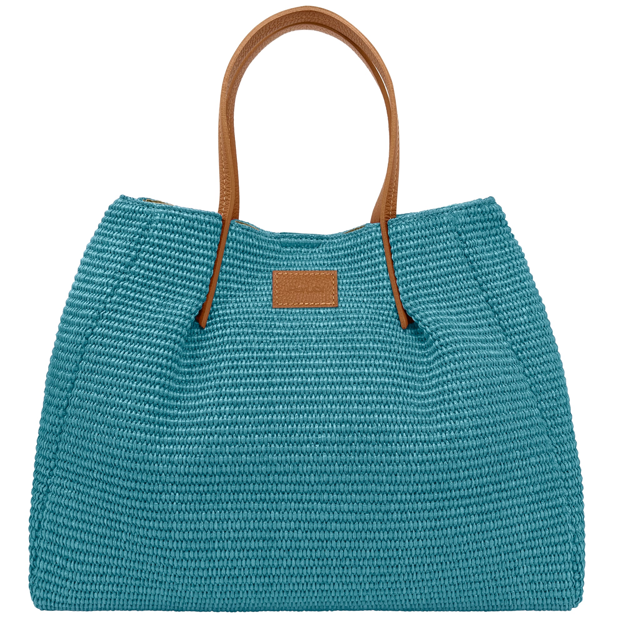Borsa Donna a Mano con Tracolla, In Rafia e Vera Pelle, Made in Italy, Modello Lena Carta Da Zucchero