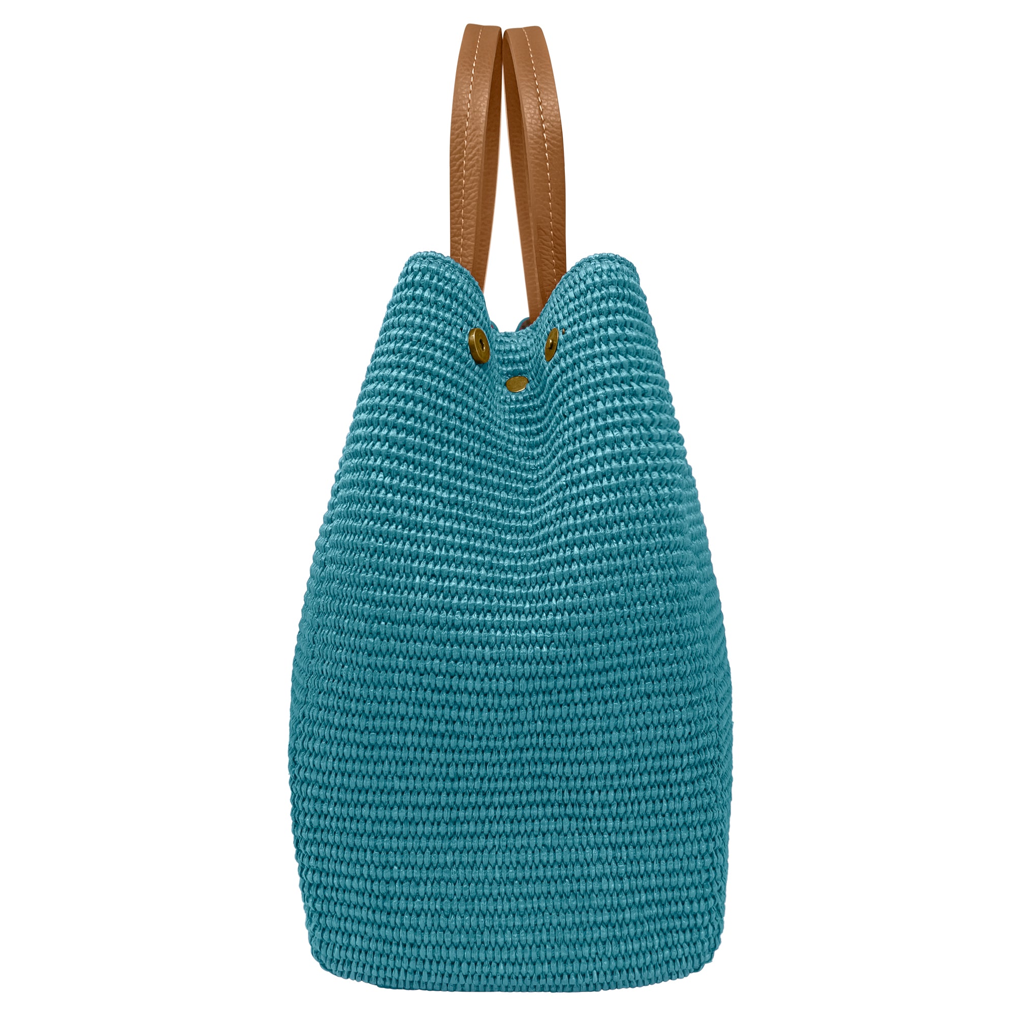 Borsa Donna a Mano con Tracolla, In Rafia e Vera Pelle, Made in Italy, Modello Lena