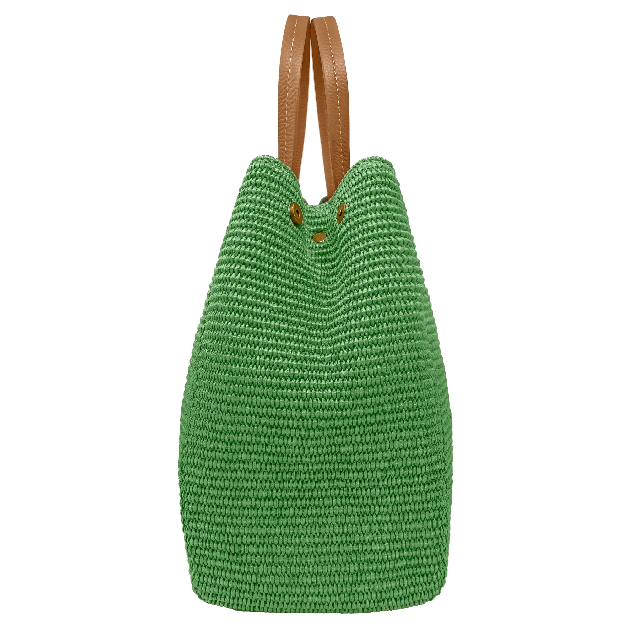 Borsa Donna a Mano con Tracolla, In Rafia e Vera Pelle, Made in Italy, Modello Lena
