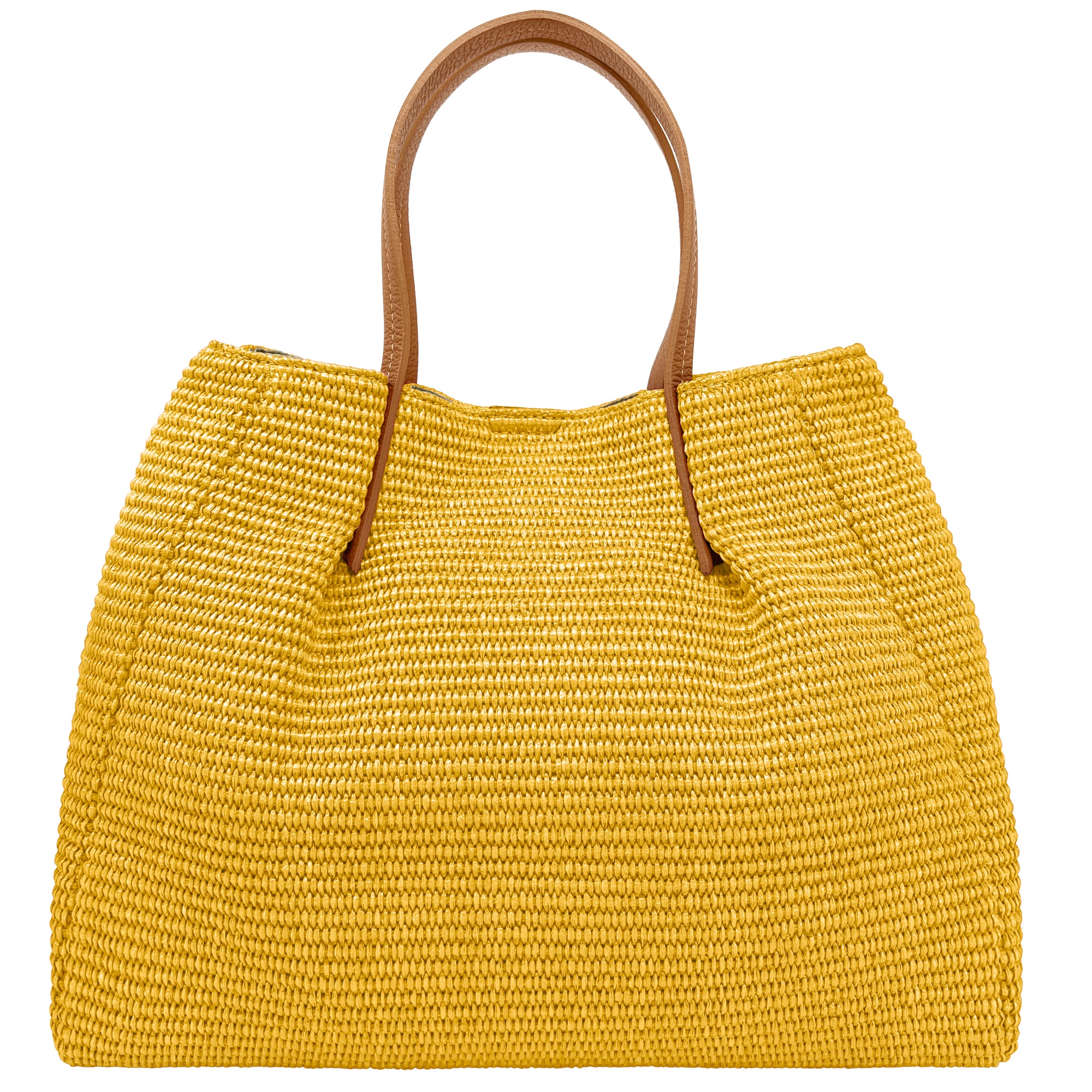 Borsa Donna a Mano con Tracolla, In Rafia e Vera Pelle, Made in Italy, Modello Lena