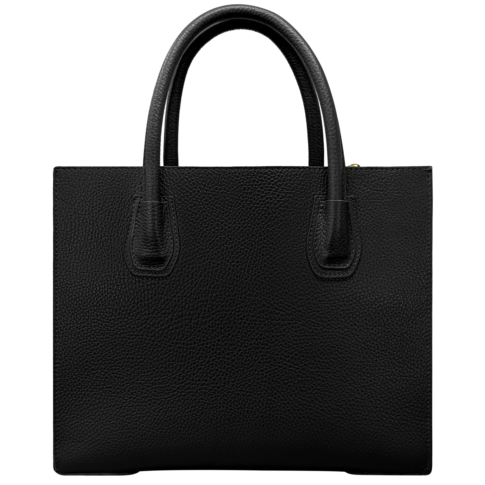 Borsa Donna a Mano con Tracolla, In Vera Pelle Morbida, Made in Italy, Modello Leda Nero