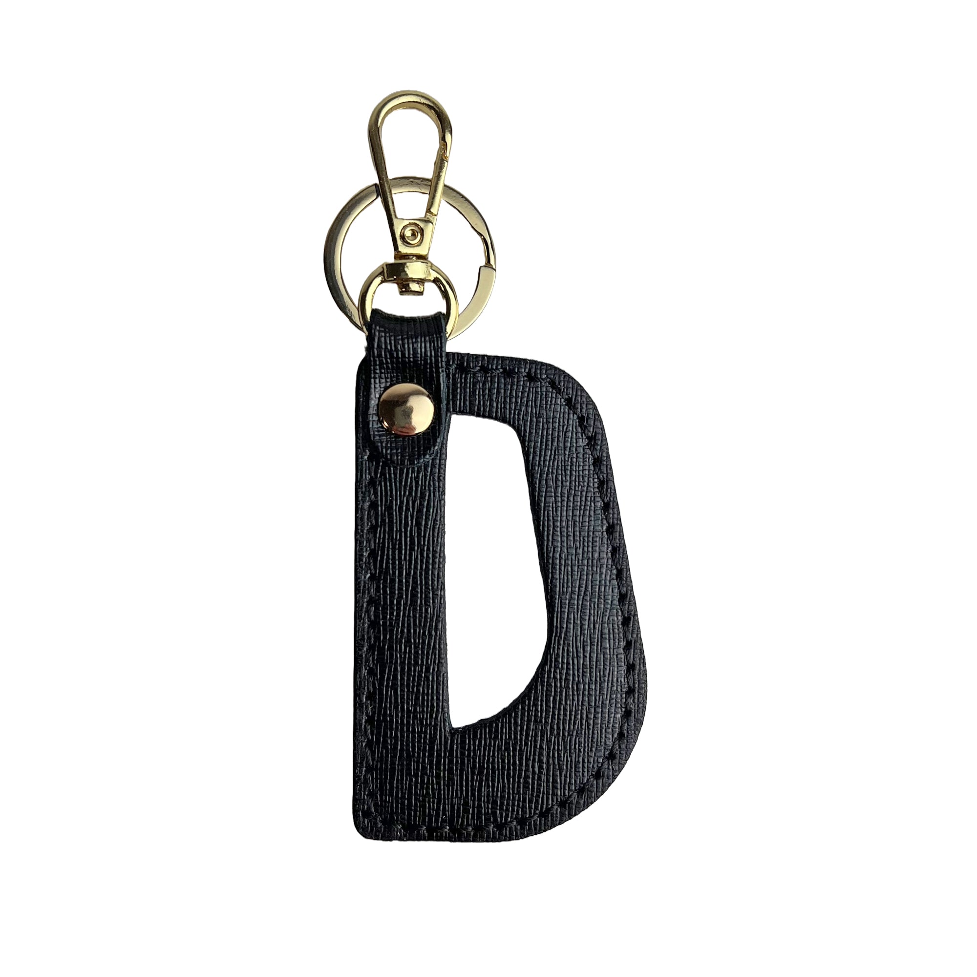 Portachiavi Lettera Donna e Uomo, In Vera Pelle Saffiano, Made in Italy D