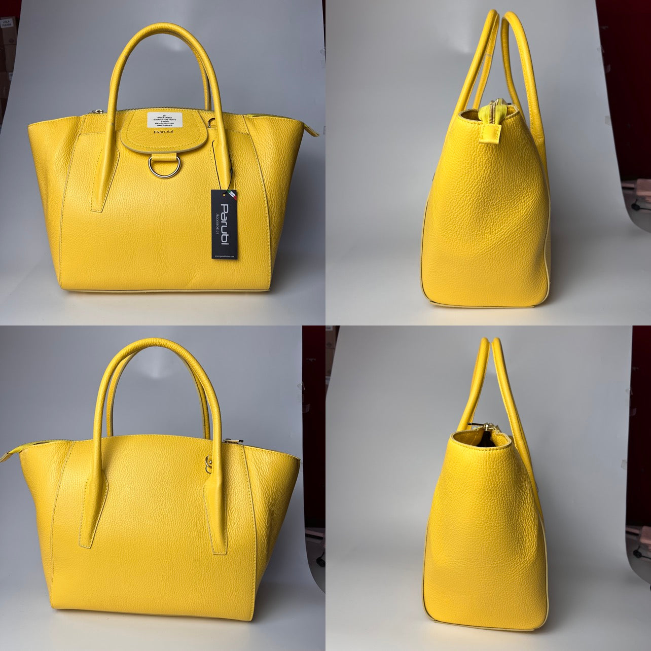 Damen Handtasche mit Schulterriemen, Aus Weichem Echtem Leder, Made in Italy, Modell Ada